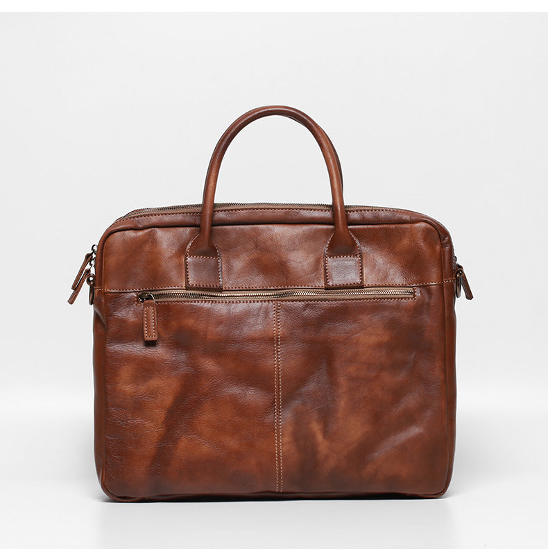 Men's Genuine Leather Briefcase – 15-16 Inch Casual Laptop Messenger Bag-Briefcases-Brown-37cm*9cm*30cm-Free Shipping Leatheretro