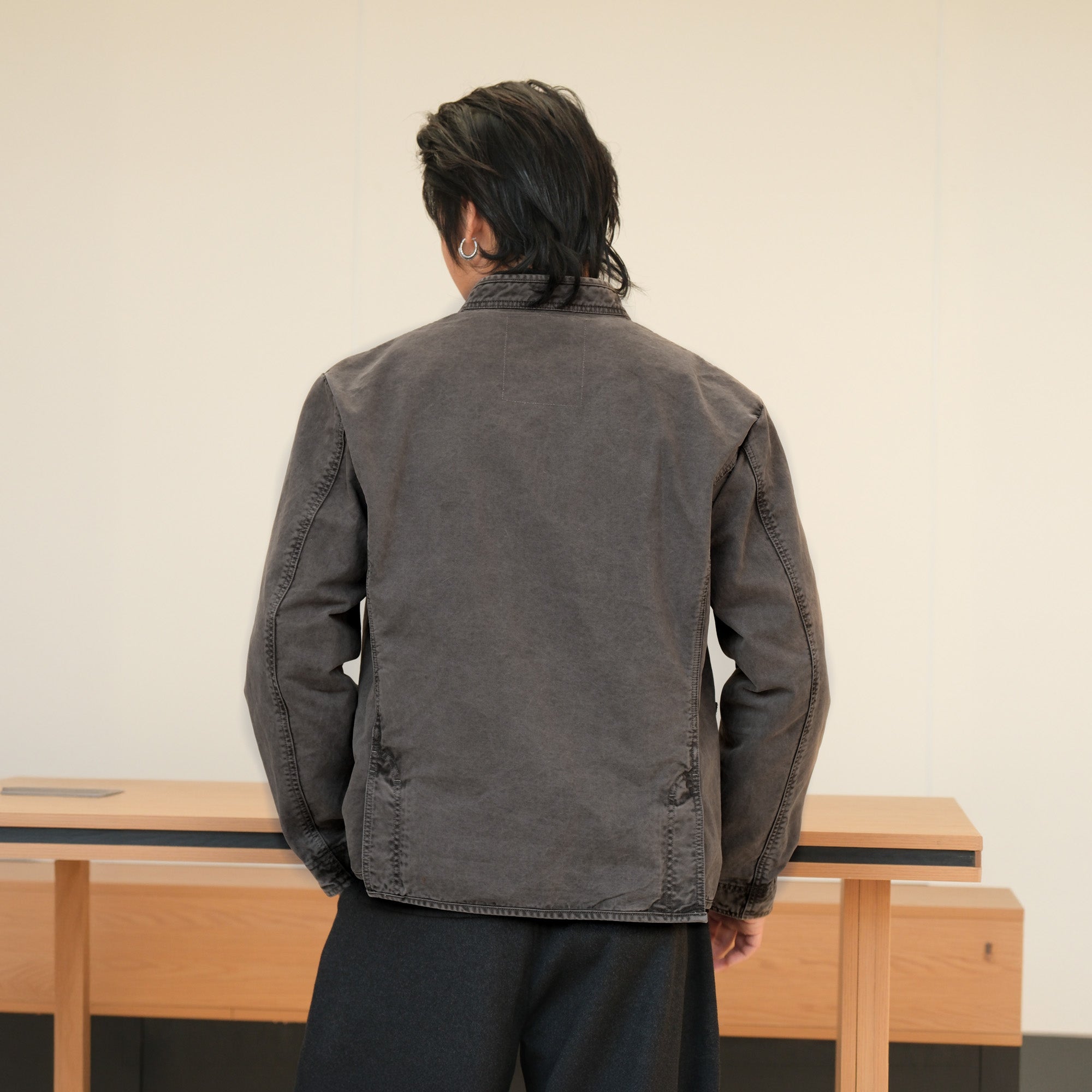 NEIGBORL Washed Frog-Closure Stand-Collar Jacket-Jacket-M-Dark Gray-Free Shipping Leatheretro