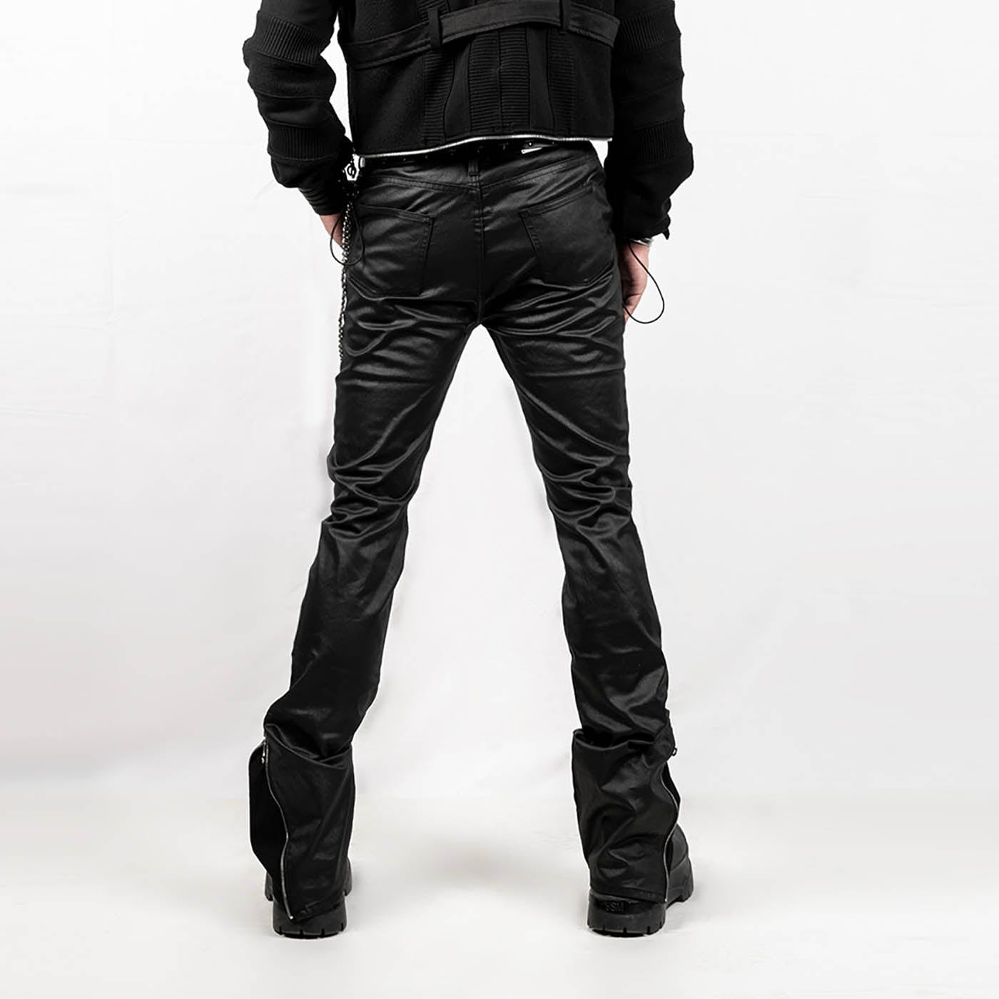 INSIDE OUT Rivet Patchwork Zippered Pants-Pants-S-Free Shipping Leatheretro