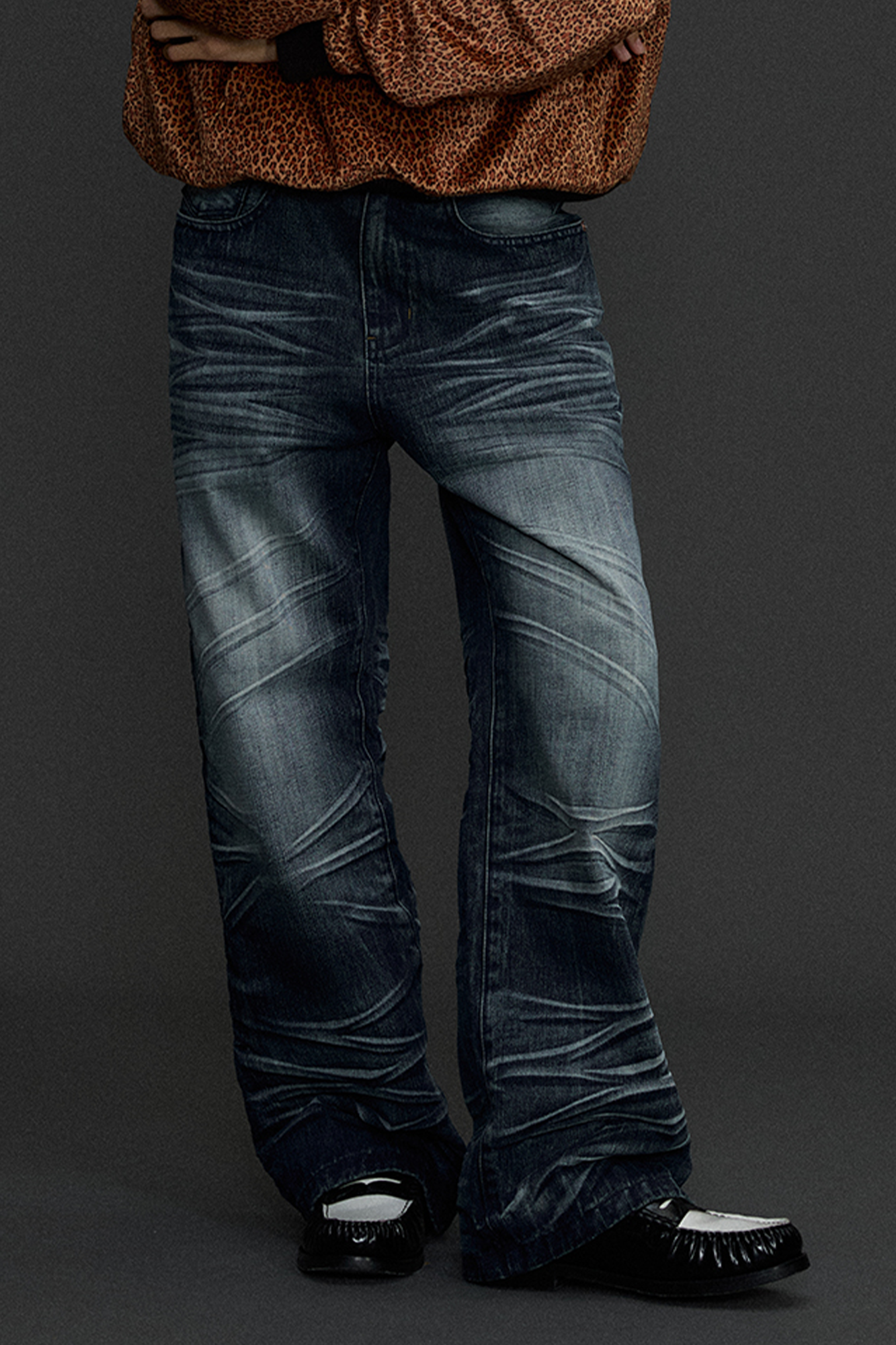NIANJIUYIKOUER Heavy Washed Whiskered Straight-Leg Jeans-Jeans-S-Free Shipping Leatheretro