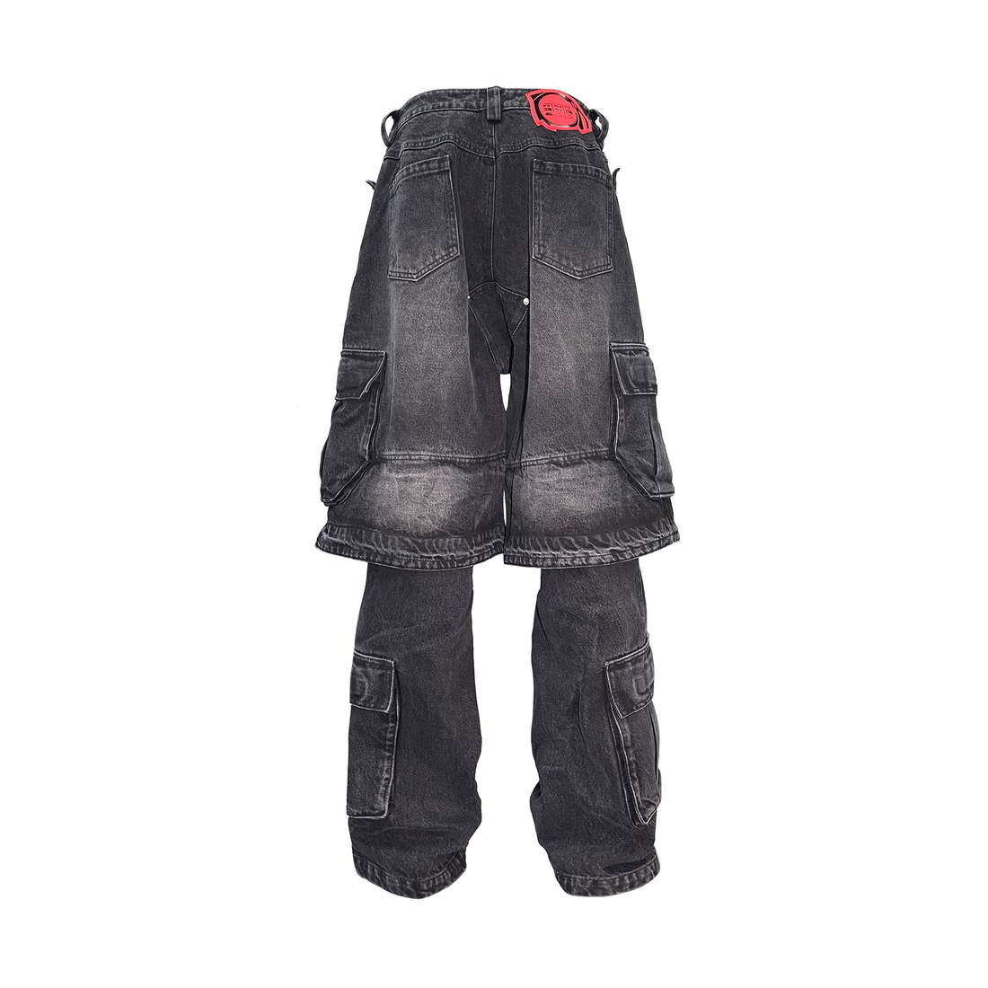 PCCVISION Washed Double-Layered Multi-Pockets Jeans-Jeans-S-Free Shipping Leatheretro