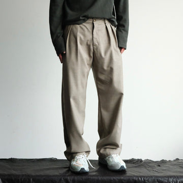 NEIGBORL Wool Double-Pleated Straight-Leg Trousers-Jeans-S-Khaki-Free Shipping Leatheretro
