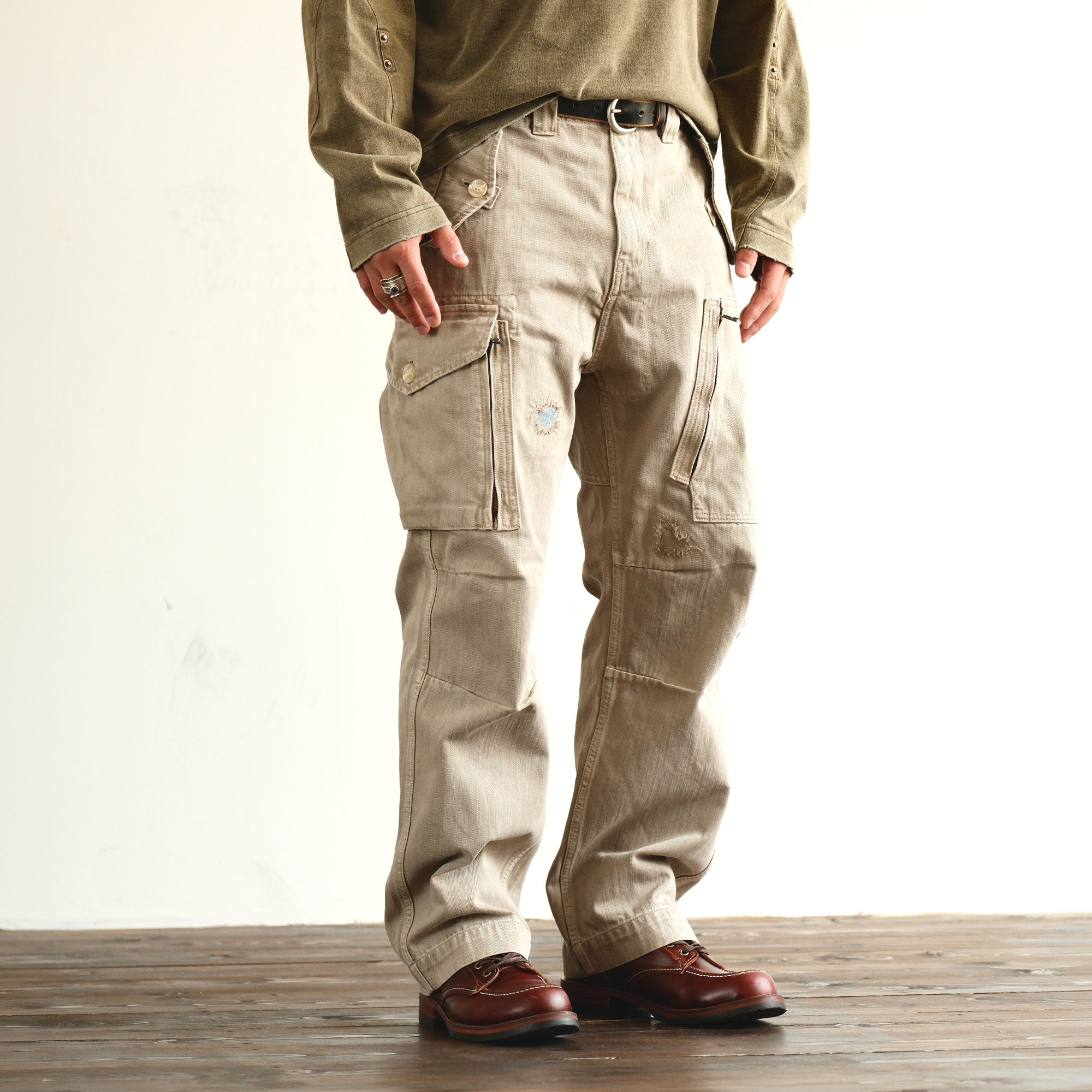 NEIGBORL Retro Washed Cargo Pants-Pants-S-Green-Free Shipping Leatheretro