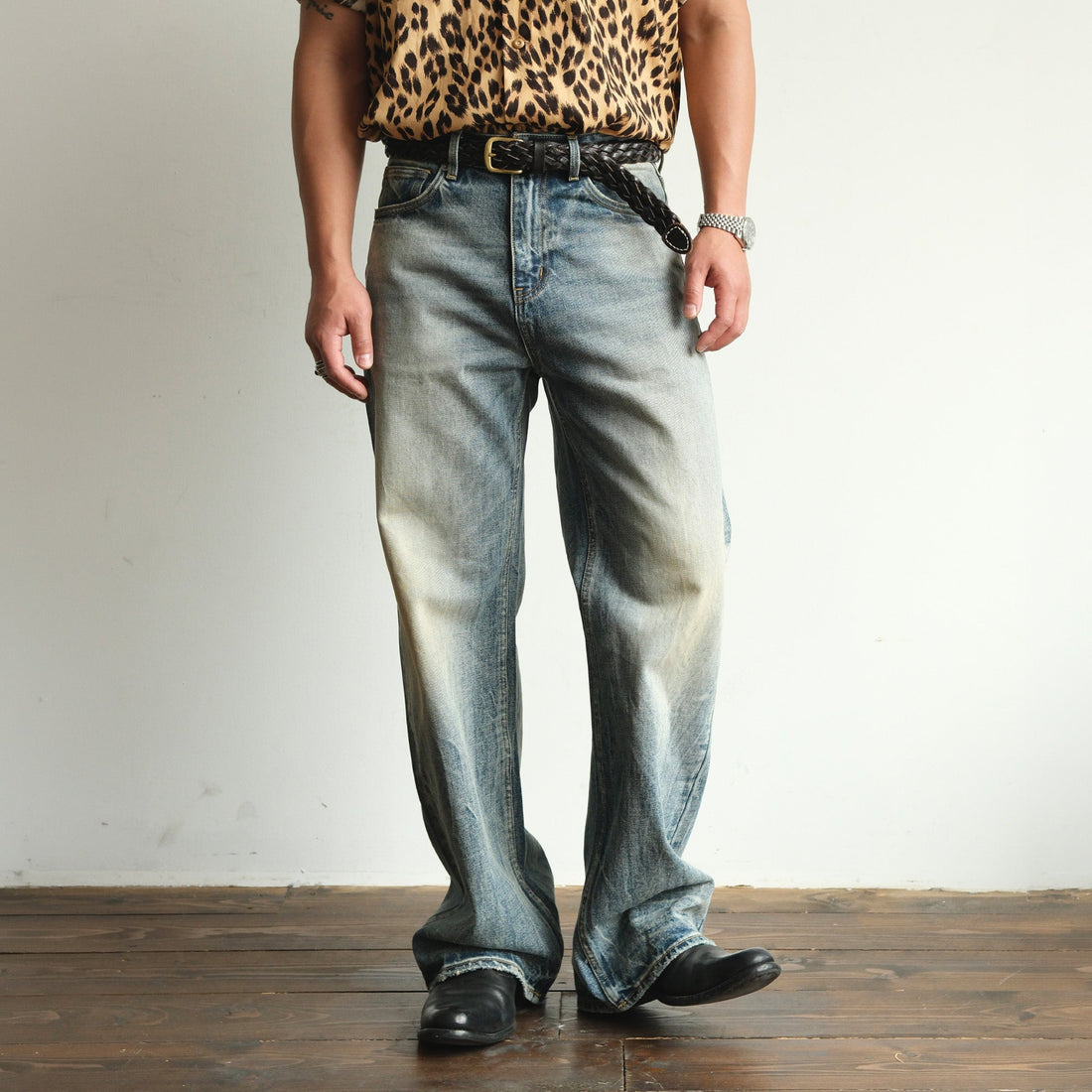 NEIGBORL Whiskering Washed Straight-Leg Jeans-Jeans-S-Free Shipping Leatheretro