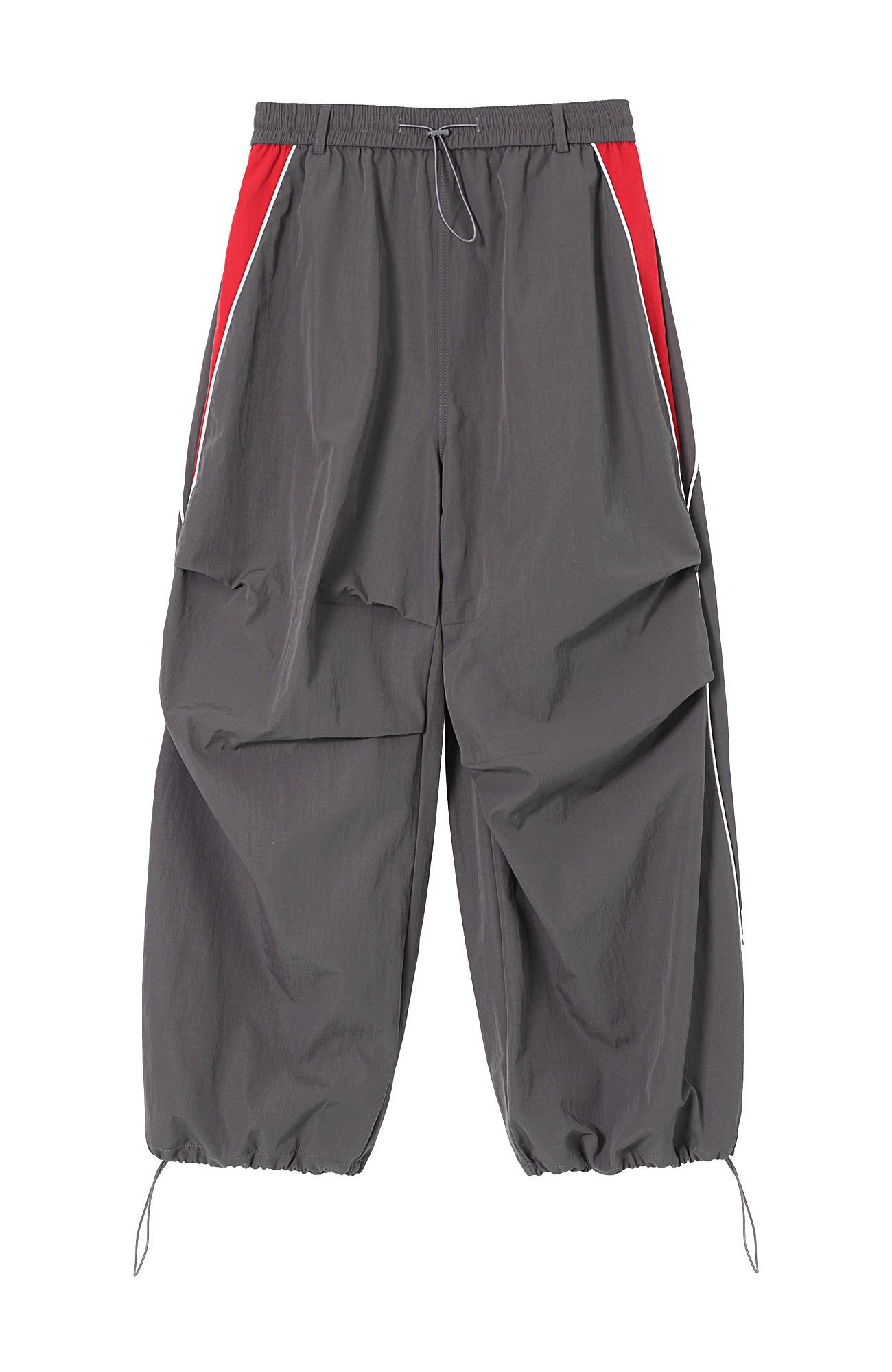 CLP Contrast Panel Pleated-Knee Drawstring-Hem Pants-Pants-S-Dark Gray-Free Shipping Leatheretro