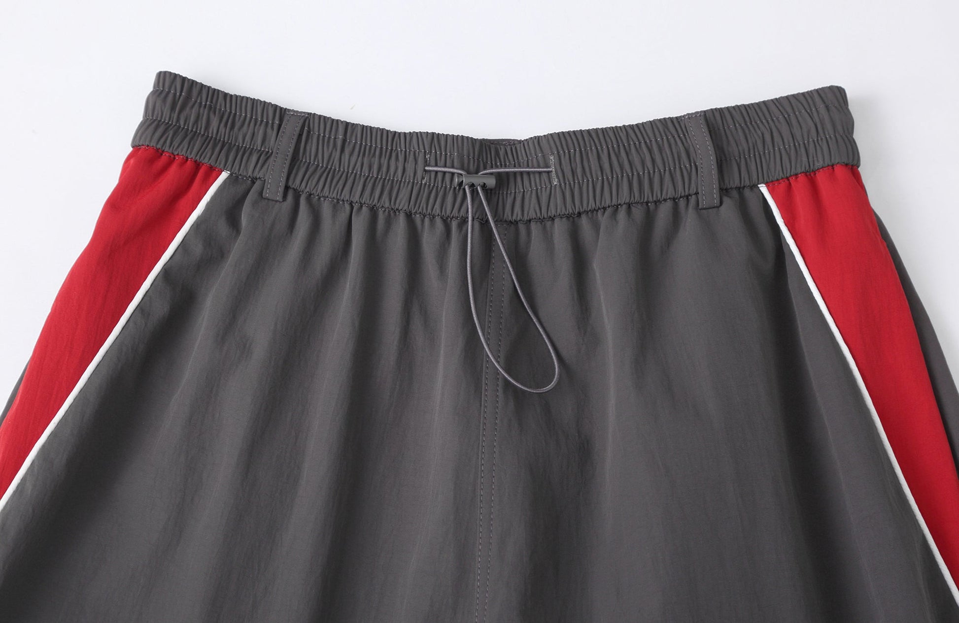 CLP Contrast Panel Pleated-Knee Drawstring-Hem Pants-Pants-S-Dark Gray-Free Shipping Leatheretro