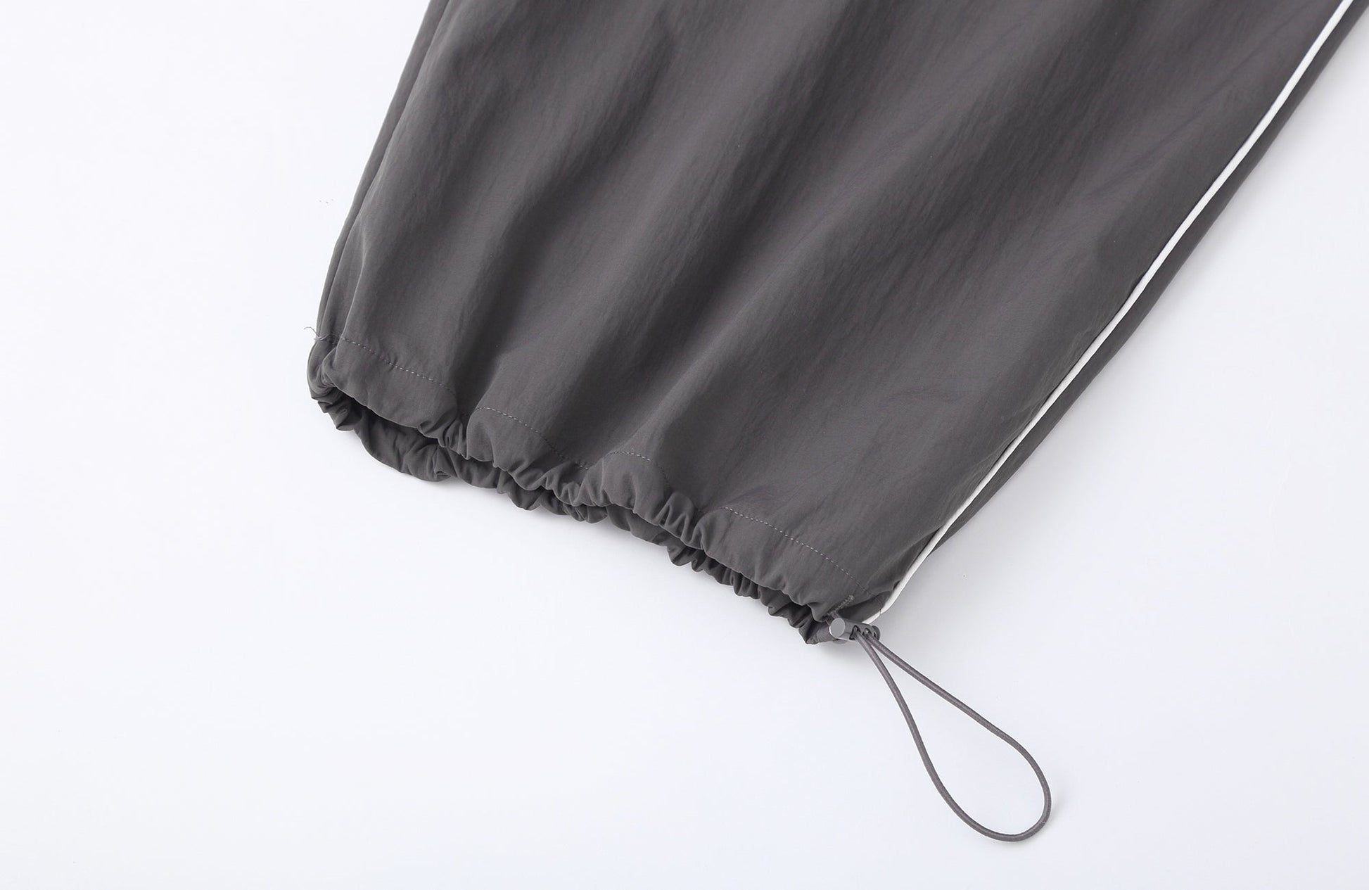 CLP Contrast Panel Pleated-Knee Drawstring-Hem Pants-Pants-S-Dark Gray-Free Shipping Leatheretro
