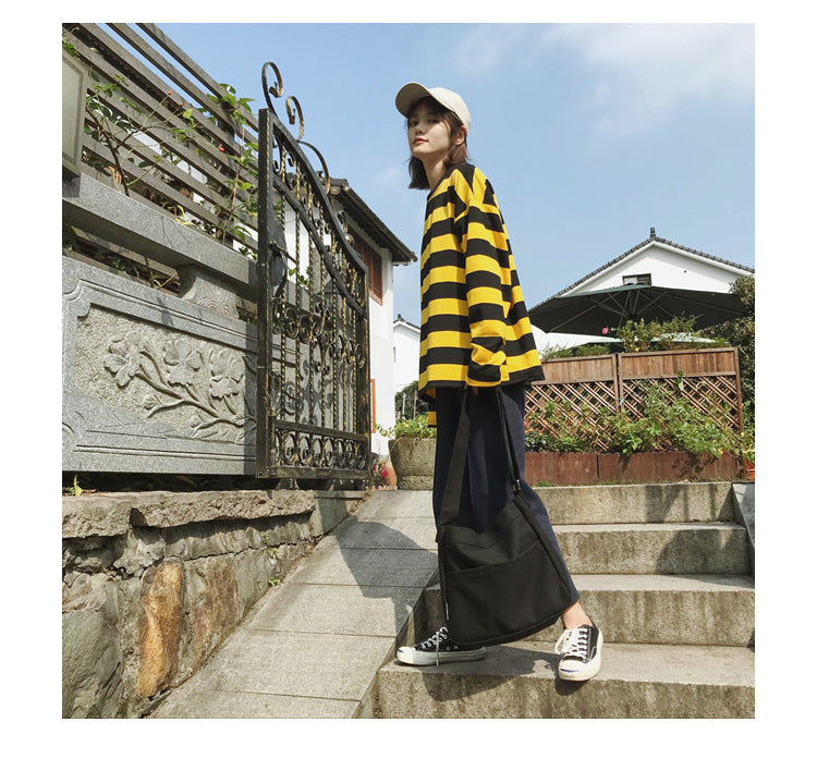 Solid Color Casual Canvas Tote Bag for Women-Yellow-Free Shipping Leatheretro