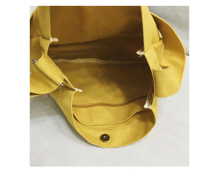 Solid Color Casual Canvas Tote Bag for Women-Yellow-Free Shipping Leatheretro