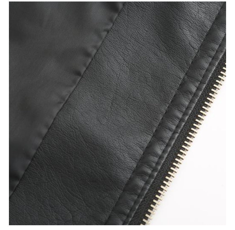 Women's Stand Collar Faux Leather Jacket-black-S-Free Shipping Leatheretro