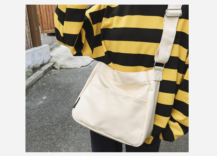 Solid Color Casual Canvas Tote Bag for Women-Yellow-Free Shipping Leatheretro