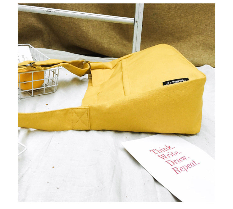 Solid Color Casual Canvas Tote Bag for Women-Yellow-Free Shipping Leatheretro