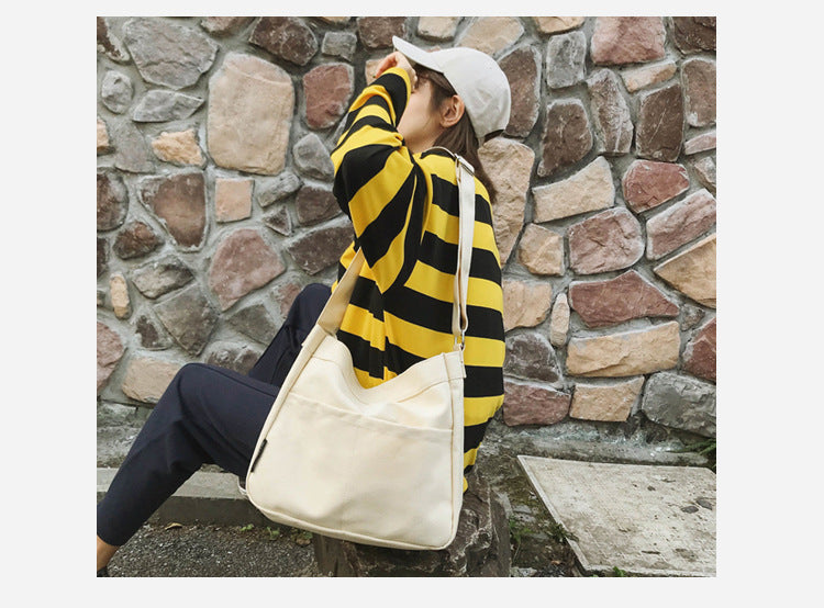 Solid Color Casual Canvas Tote Bag for Women-Yellow-Free Shipping Leatheretro