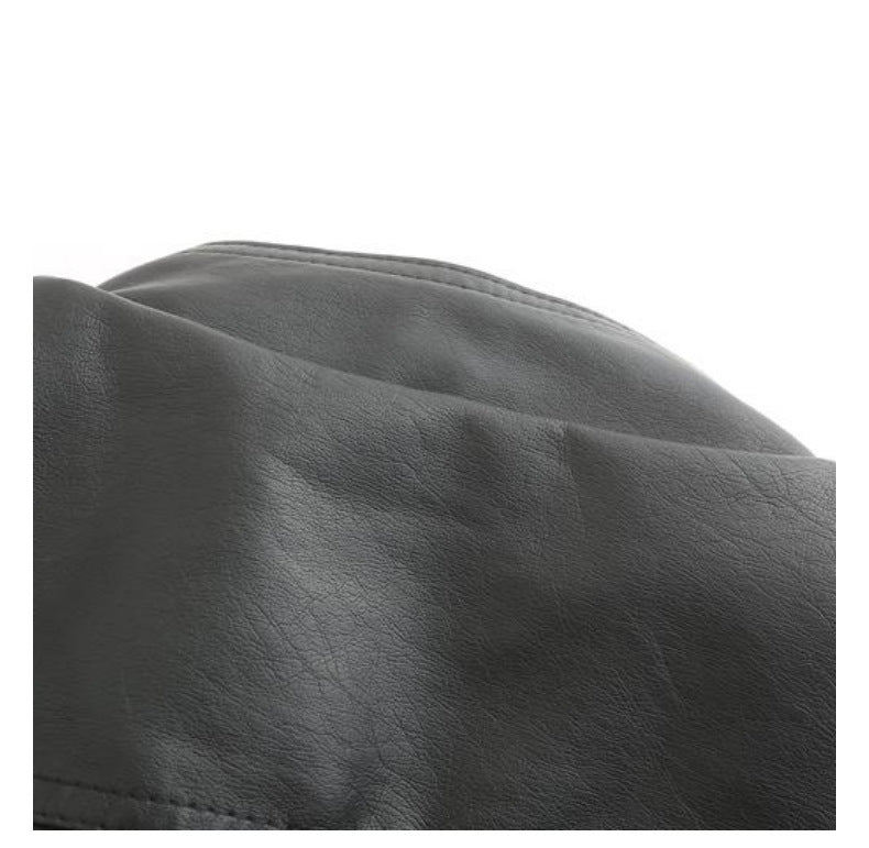 Women's Stand Collar Faux Leather Jacket-black-S-Free Shipping Leatheretro