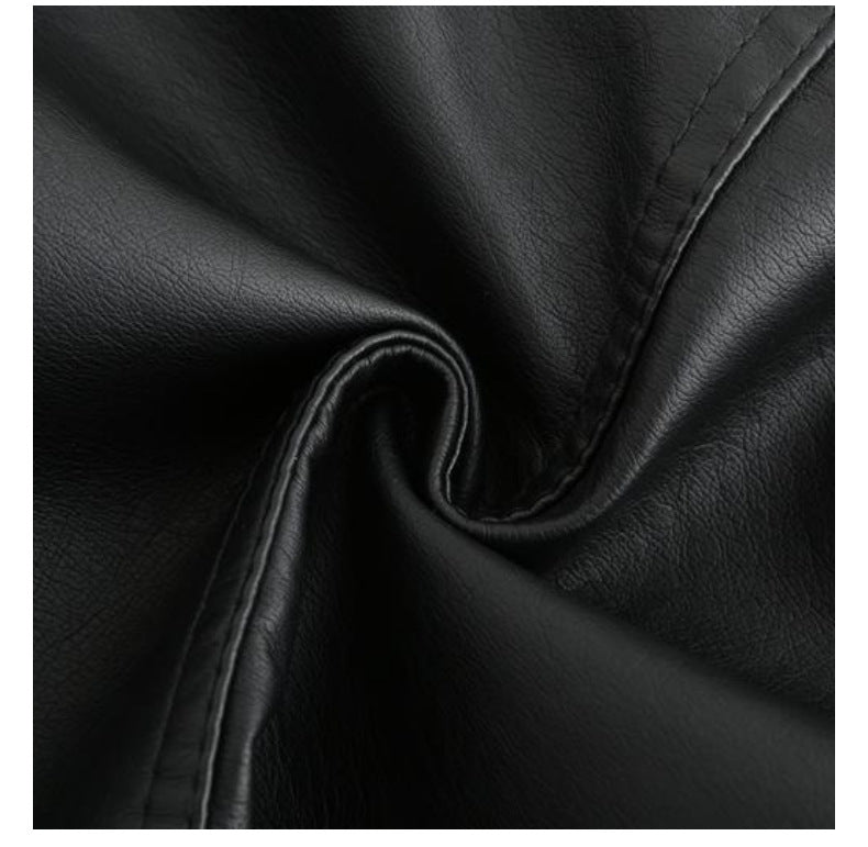 Women's Stand Collar Faux Leather Jacket-black-S-Free Shipping Leatheretro