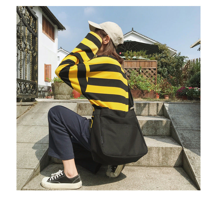 Solid Color Casual Canvas Tote Bag for Women-Yellow-Free Shipping Leatheretro