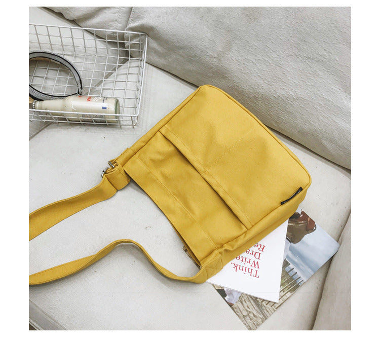 Solid Color Casual Canvas Tote Bag for Women-Yellow-Free Shipping Leatheretro