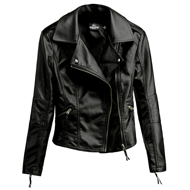 Women's PU Leather Motorcycle Jacket-black-XS-Free Shipping Leatheretro