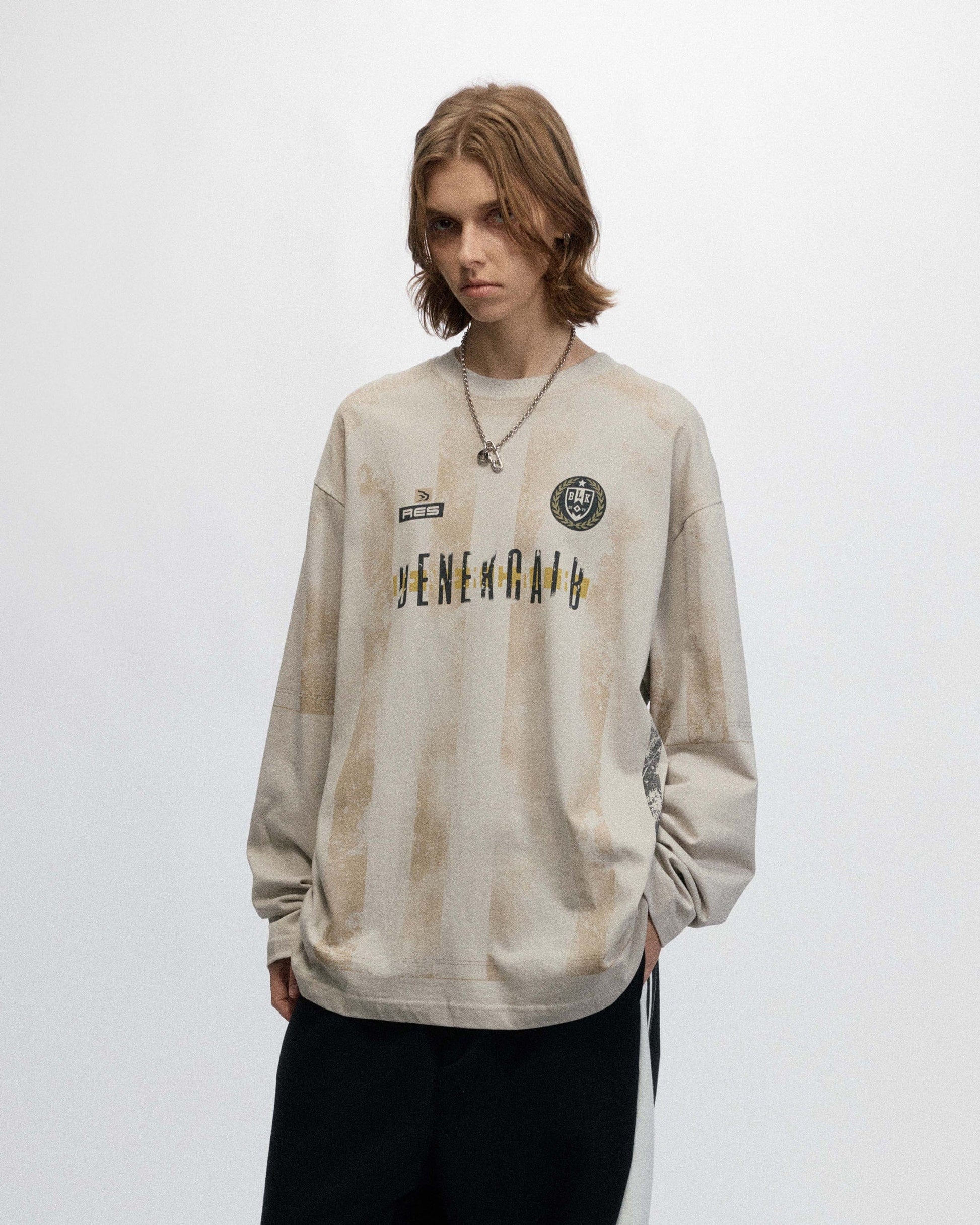 OVDY Retro Distressed Long-Sleeve Jersey-L/S Tee-S-Black-Free Shipping Leatheretro