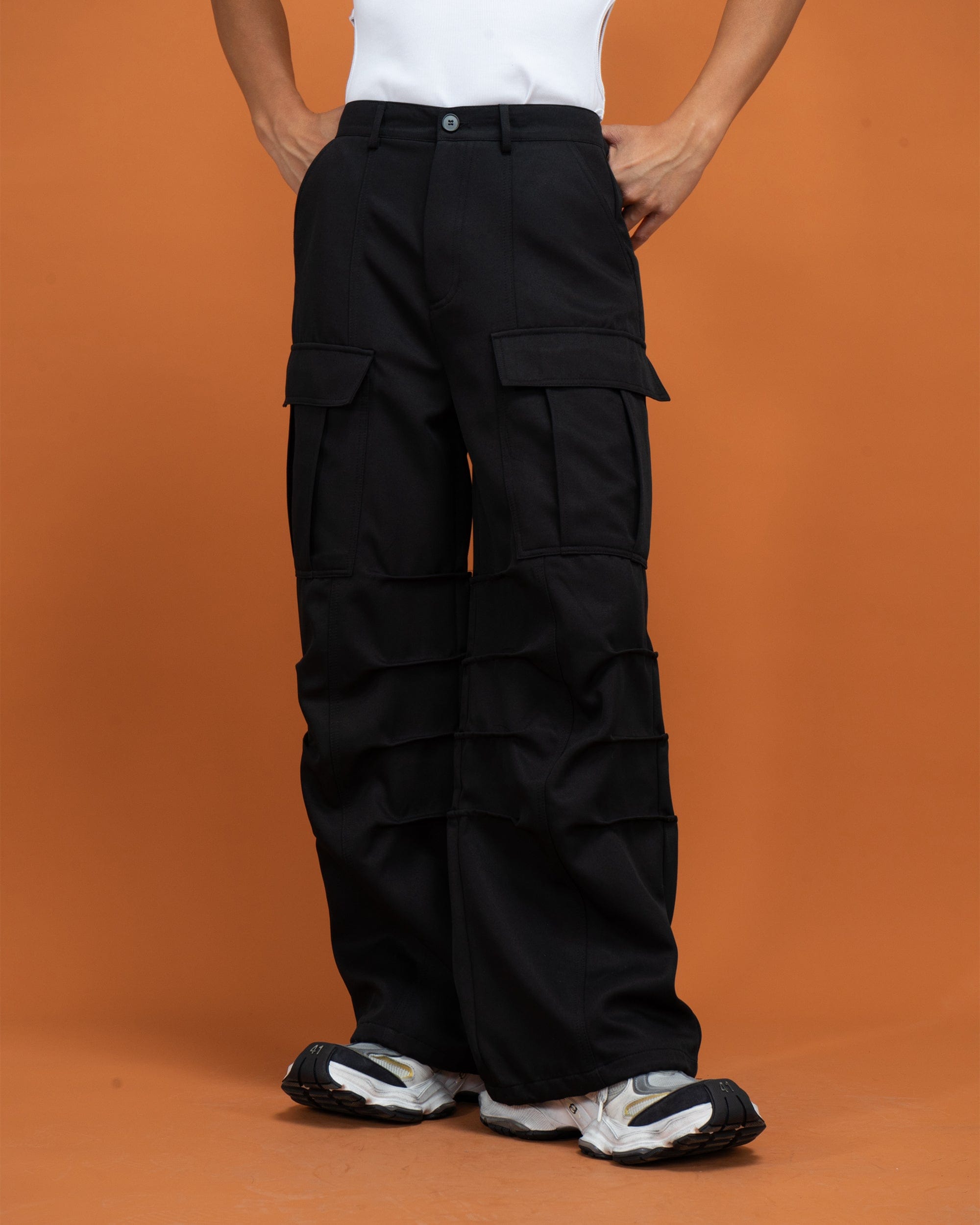 CLP Big-Pocket Crinkled Cargo Pants-Pants-Green-S-Free Shipping Leatheretro