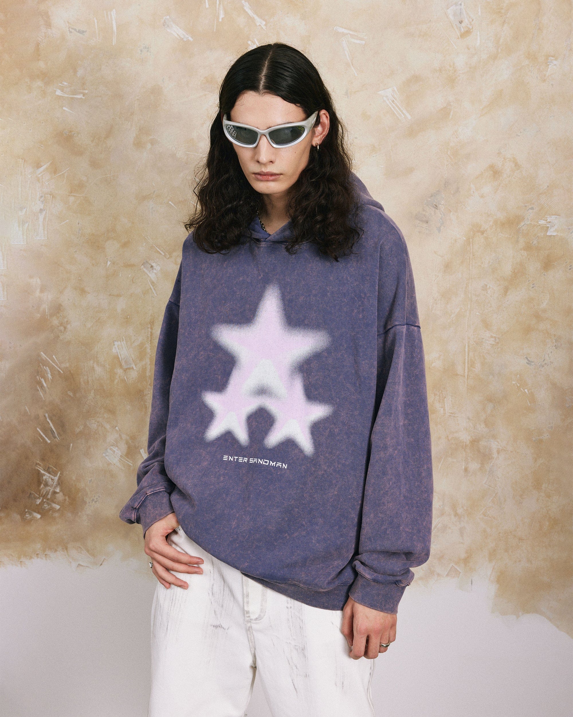 OVDY Soft Stars Faded Hoodie-Hoodie-S-Purple-Free Shipping Leatheretro