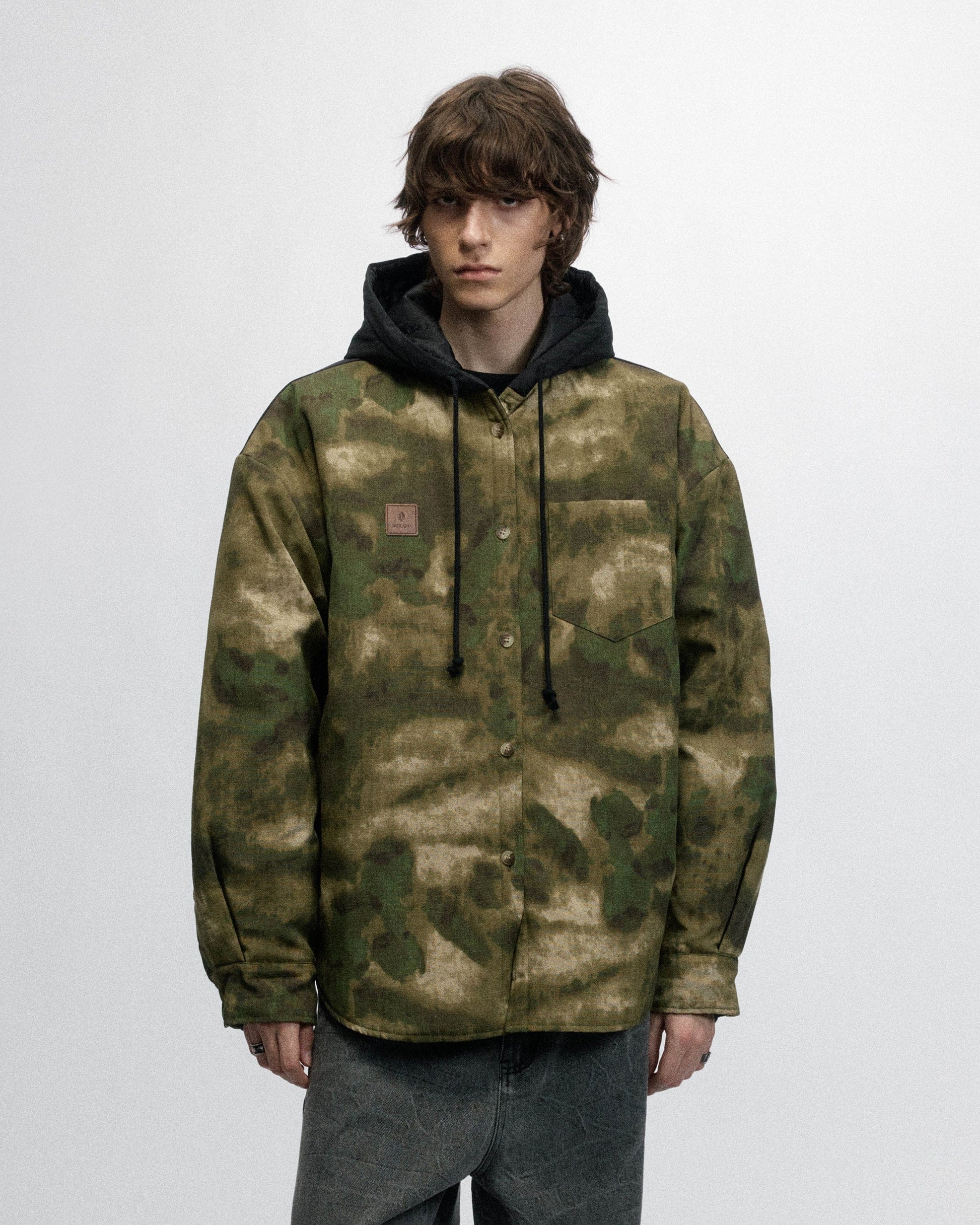 OVDY Tie-Dye Camo Hooded Puffer Jacket-Jacket-S-Free Shipping Leatheretro