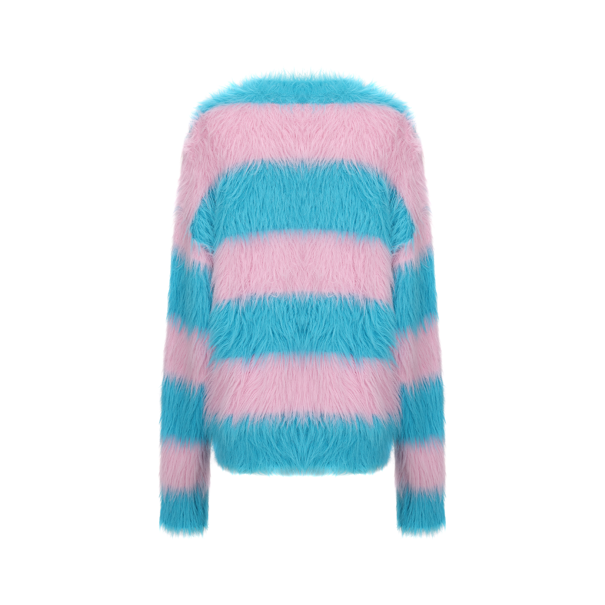 VANN VALRENCE Contrast Candy Stripe Fuzzy Sweater-Sweater-S-Free Shipping Leatheretro