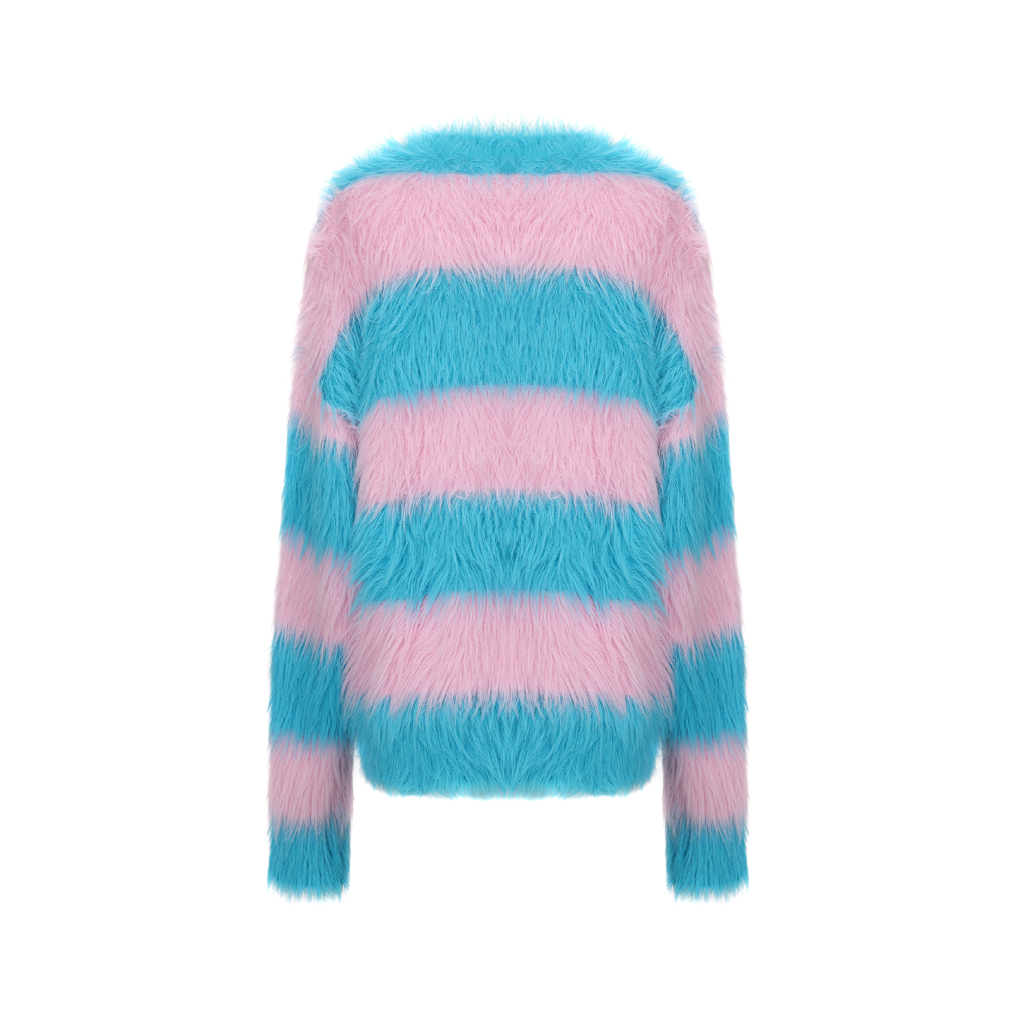 VANN VALRENCE Contrast Candy Stripe Fuzzy Sweater-Sweater-S-Free Shipping Leatheretro
