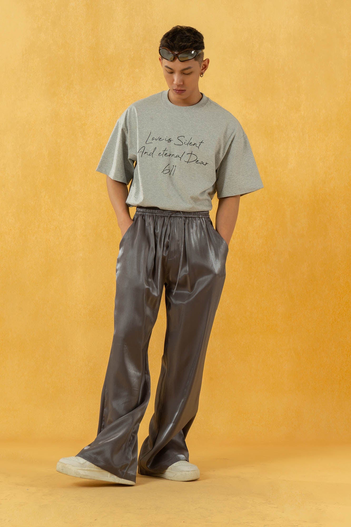 CLP The Liquid Silver Wide-Leg Pants-Pants-S-Black-Free Shipping Leatheretro