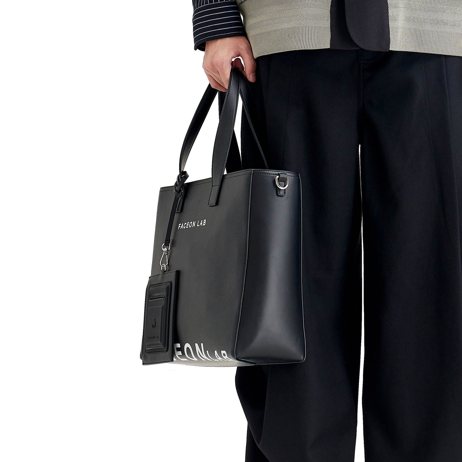 FACEONLAB Logo Faux Leather Tote Bag-Bag-One Size-Free Shipping Leatheretro