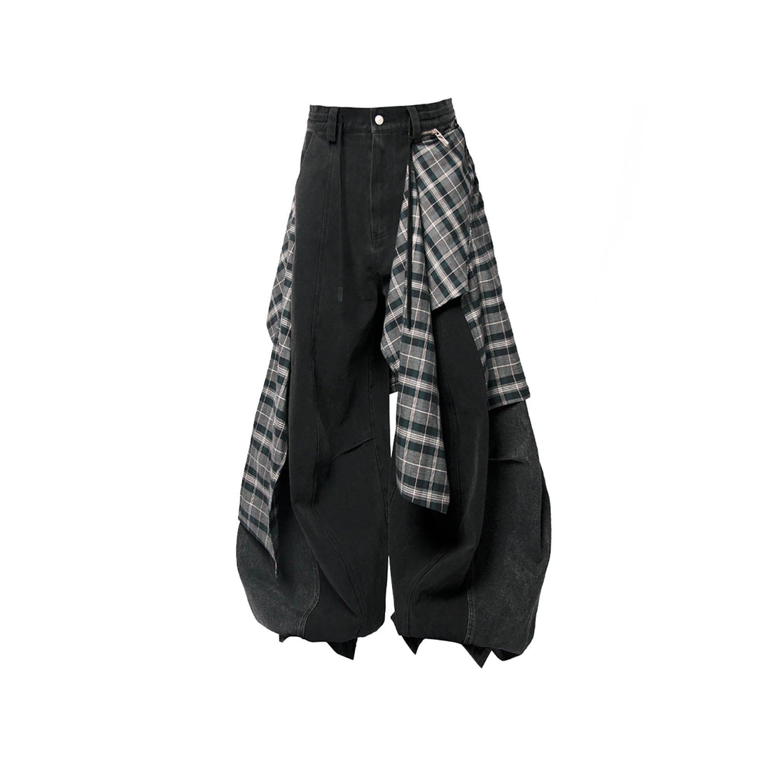 RELABEL Detachable Plaid Back Flap Spliced Jeans-Jeans-XS-Free Shipping Leatheretro