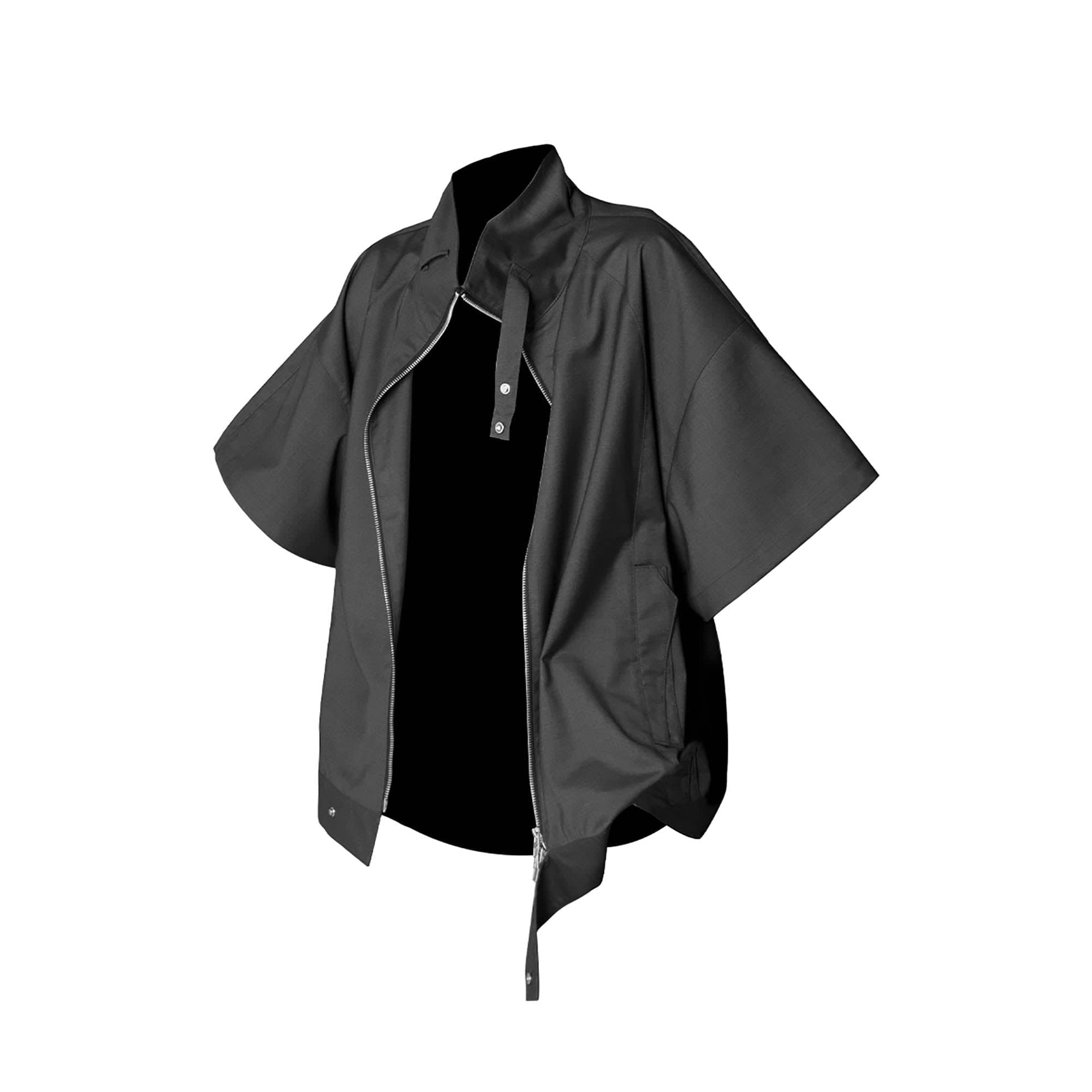 RELABEL Utility Stand Collar Half-Sleeve Jacket-Jacket-XS-Gray-Free Shipping Leatheretro