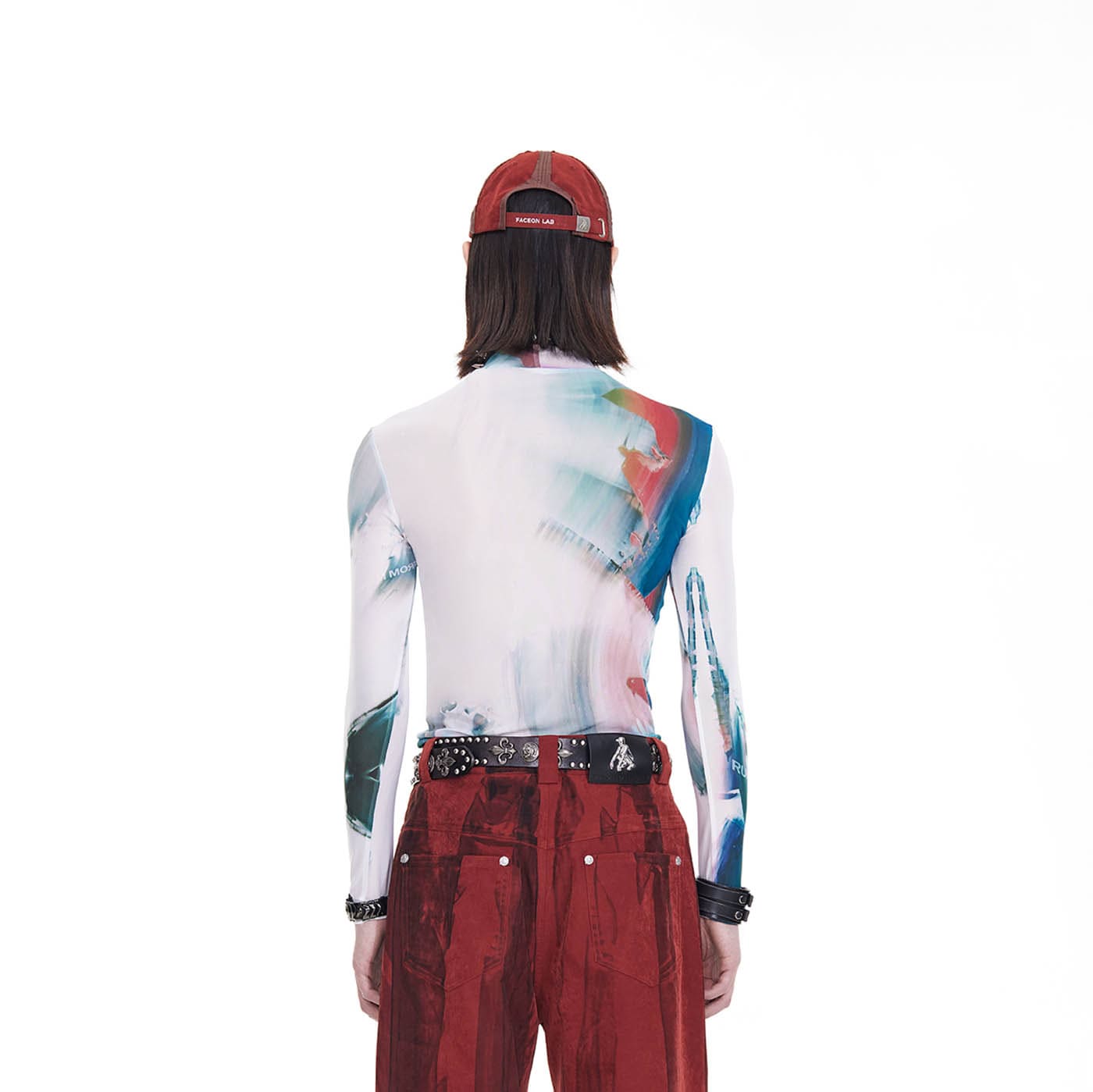 FACEONLAB Mandela Full Print Slim-Fit L/S T-Shirt-L/S Tee-Black-F1 (Female)-Free Shipping Leatheretro