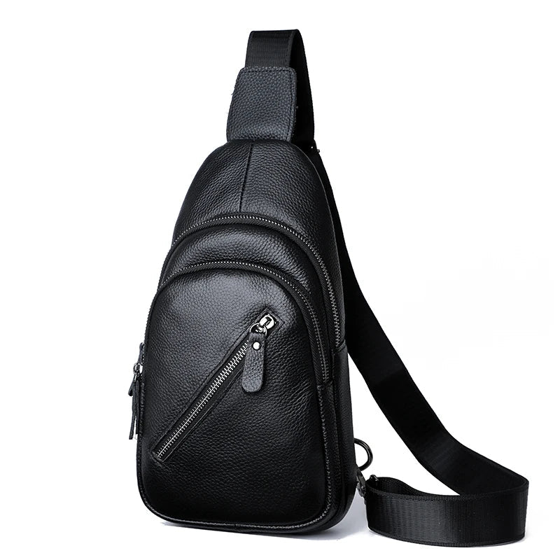 Men’s Genuine Leather Sling Bag – Casual Crossbody Chest Pack-Chest Bags-Classic-Free Shipping Leatheretro