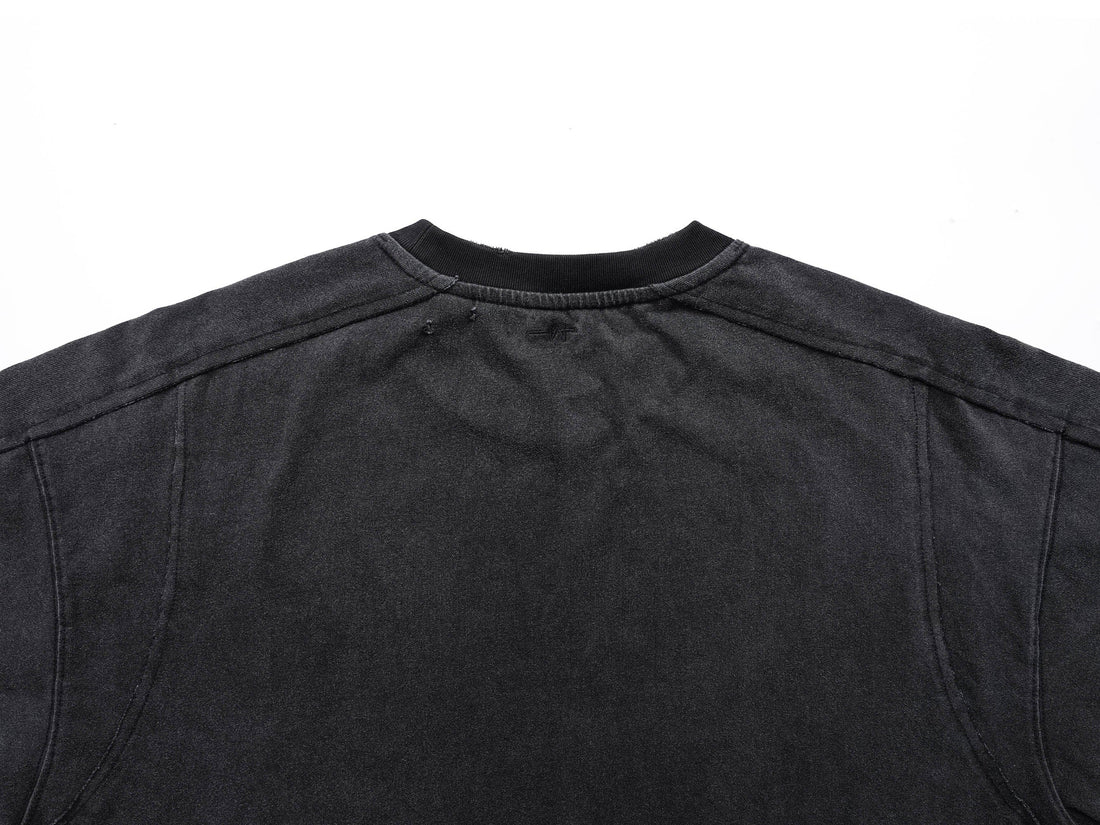 UNDERWATER Hellbound Wing Distressed Spliced Long-Sleeve Tee-L/S Tee-S-Free Shipping Leatheretro