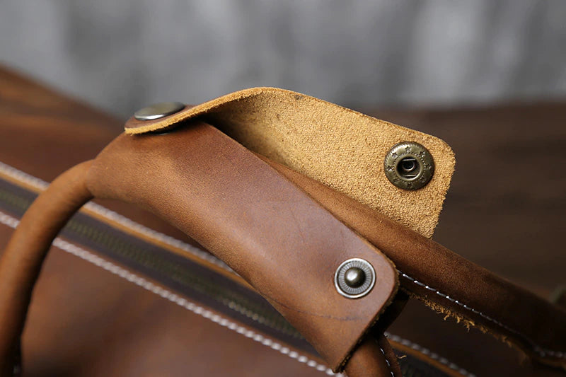 Genuine Leather Travel Bag with Shoe Pocket Travel Duffle-Duffle Bags-Black-Free Shipping Leatheretro