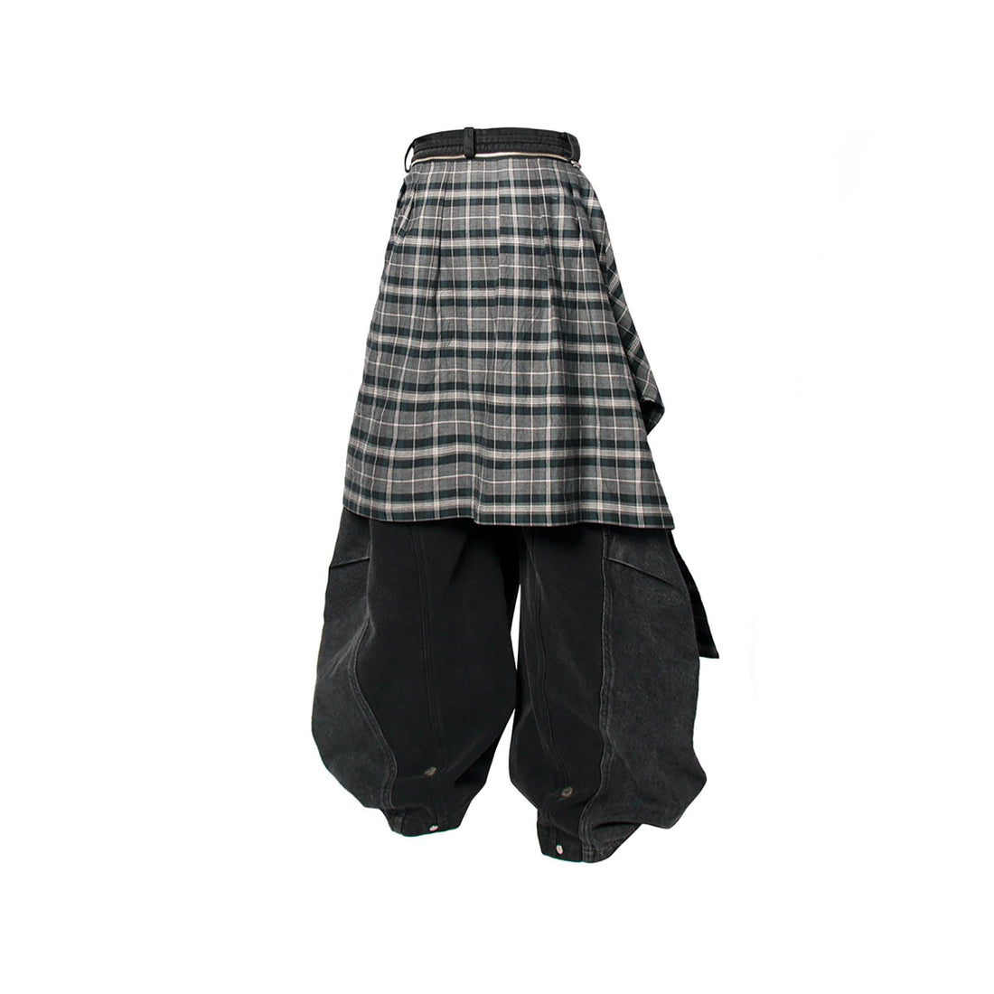 RELABEL Detachable Plaid Back Flap Spliced Jeans-Jeans-XS-Free Shipping Leatheretro