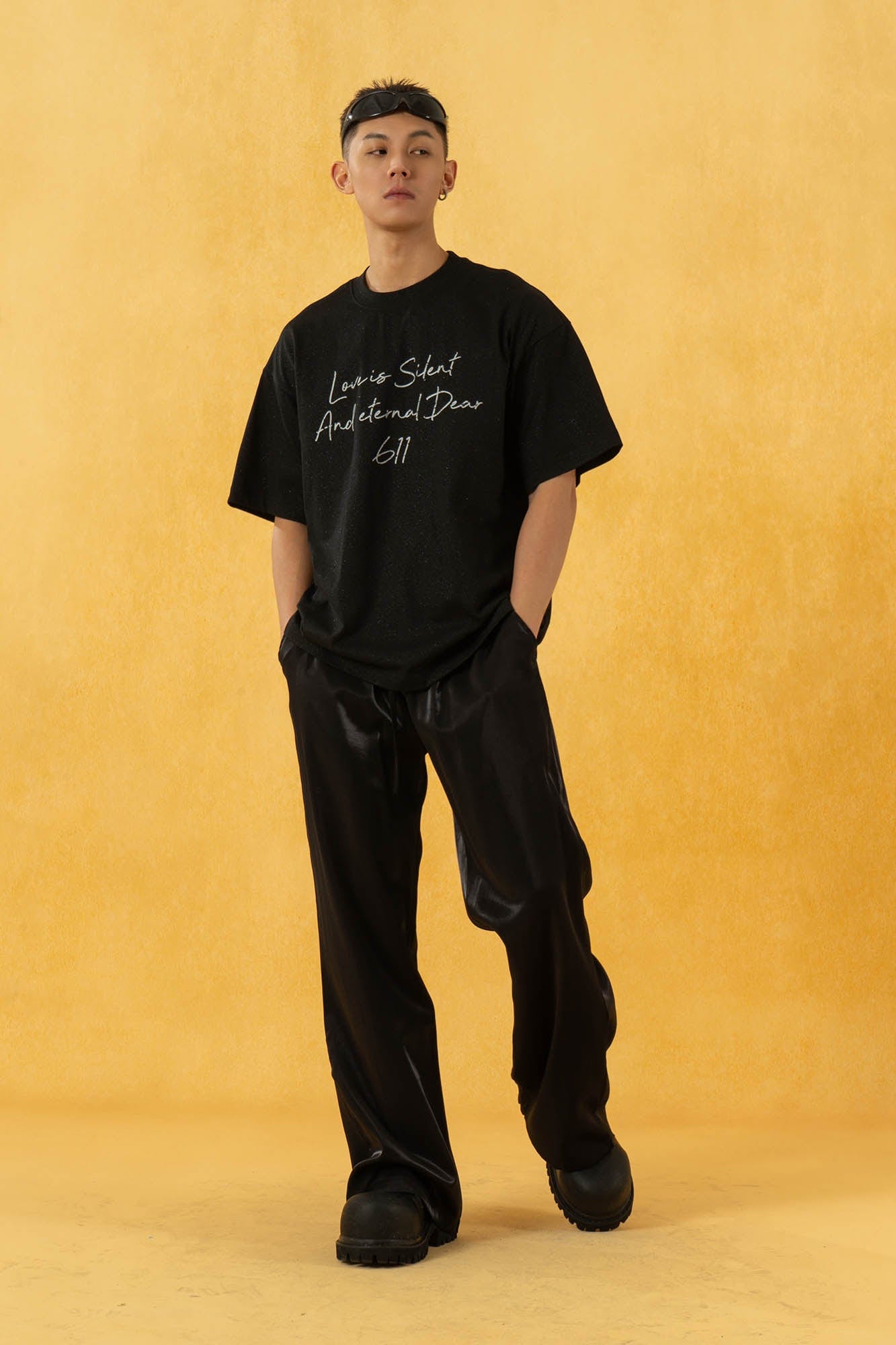 CLP The Liquid Silver Wide-Leg Pants-Pants-S-Black-Free Shipping Leatheretro