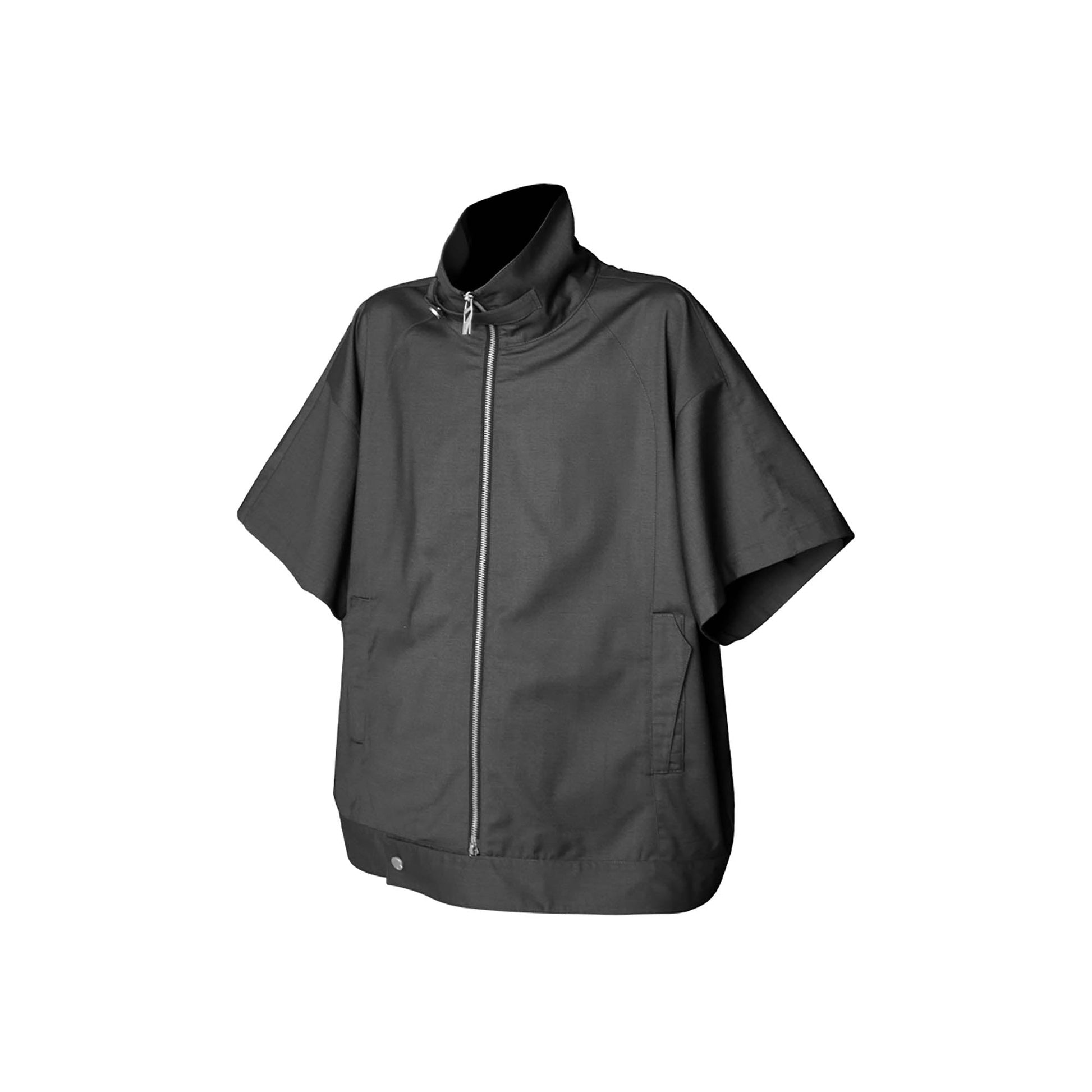 RELABEL Utility Stand Collar Half-Sleeve Jacket-Jacket-XS-Gray-Free Shipping Leatheretro