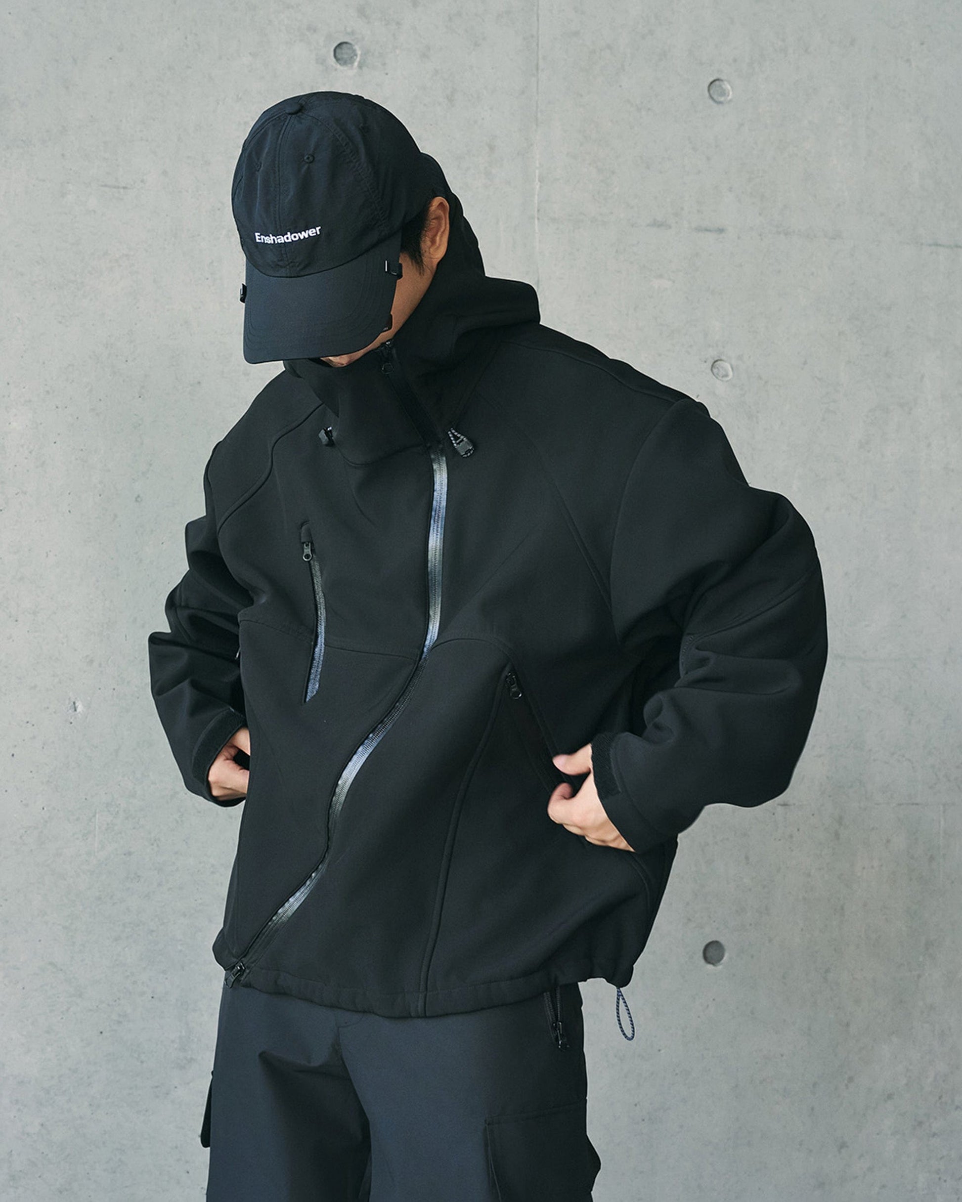 ENSHADOWER Deconstructed Asymmetrical Windbreaker-Jacket-S-Black-Free Shipping Leatheretro