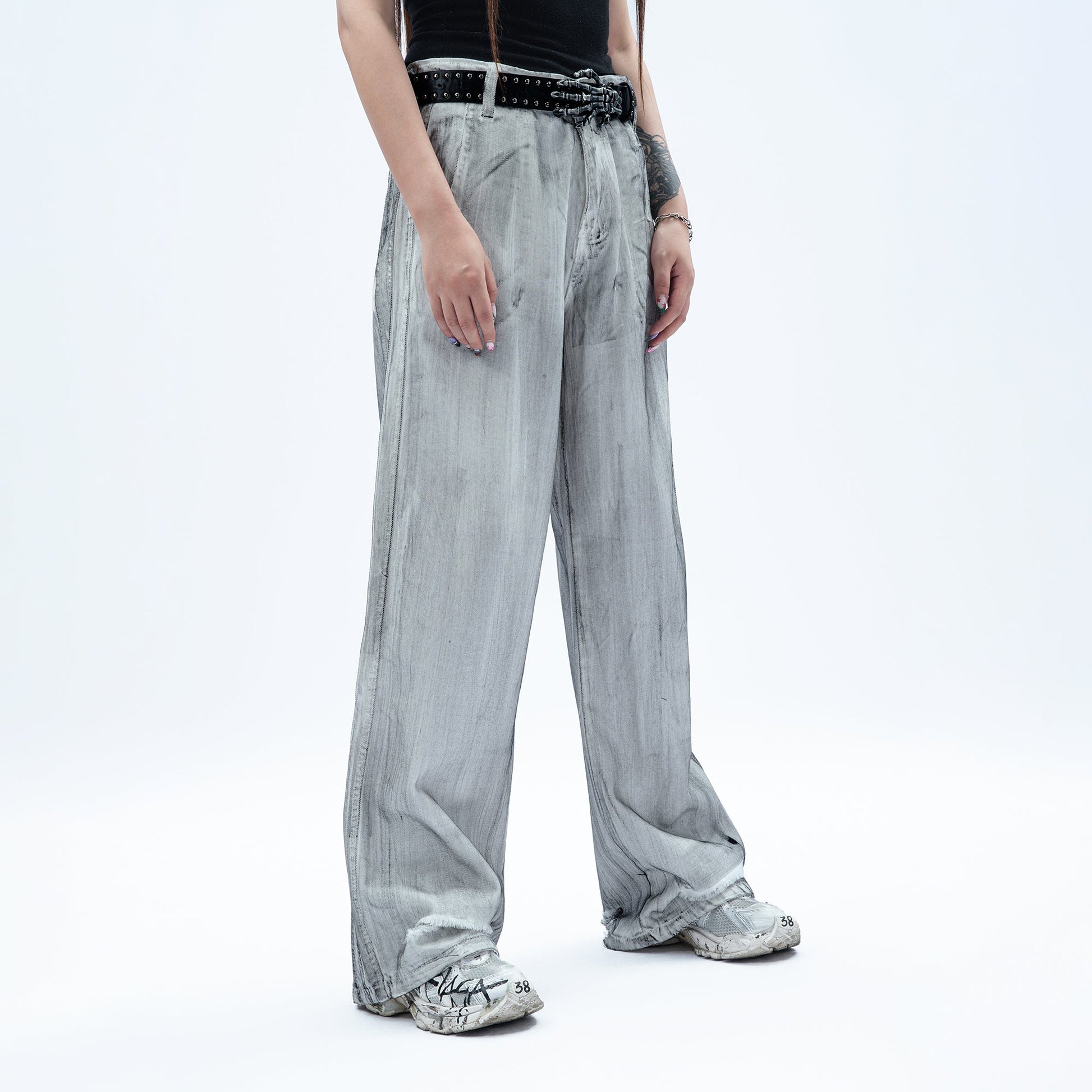 MOGONGSHE Dusty Washed Baggy Jeans-Jeans-S-Free Shipping Leatheretro