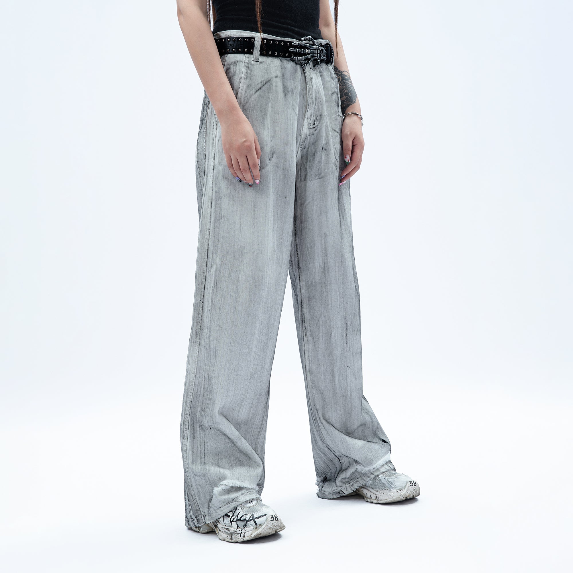 MOGONGSHE Dusty Washed Baggy Jeans-Jeans-S-Free Shipping Leatheretro