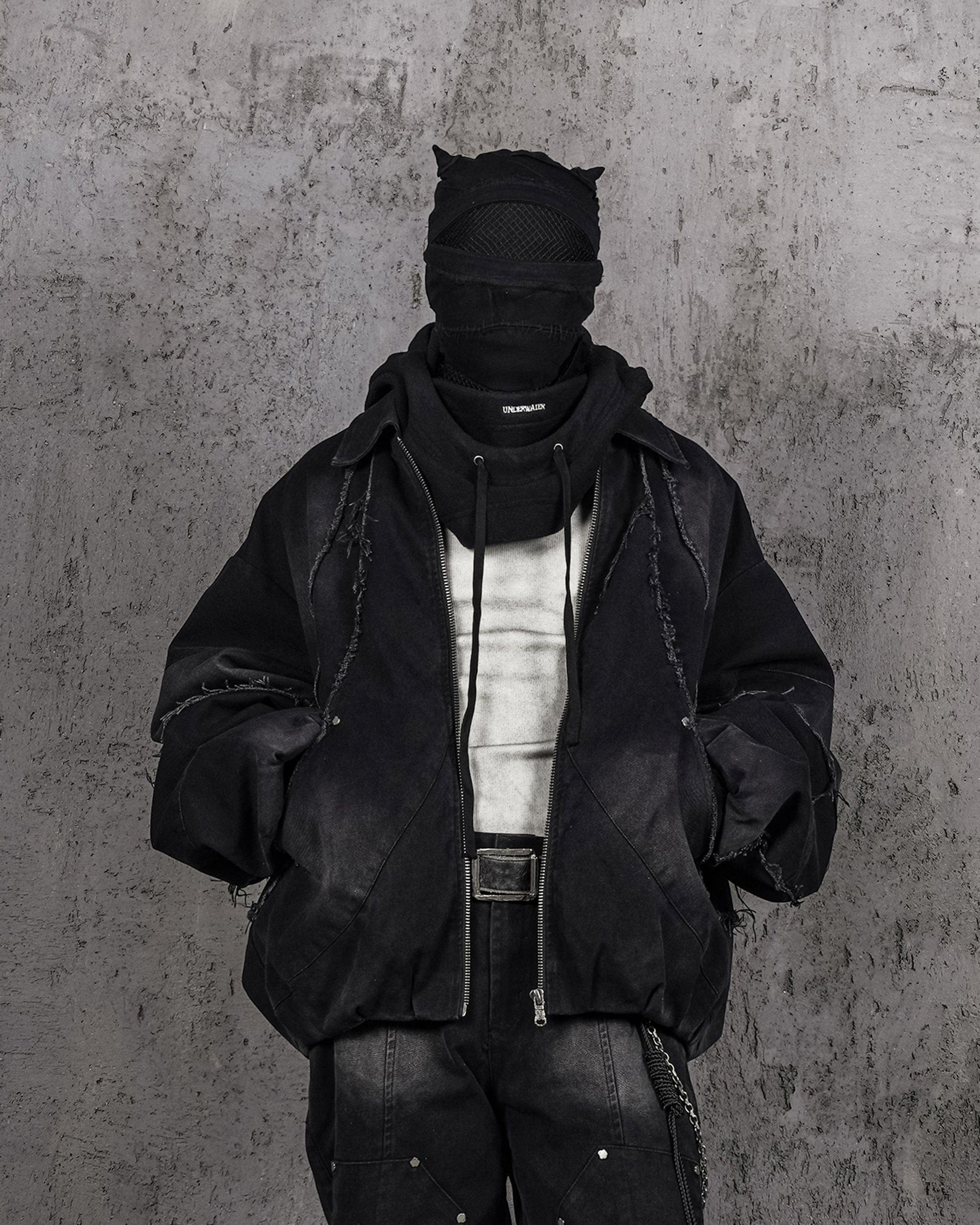 UNDERWATER Raw-Edge Spliced Rivet Jacket-Jacket-S-Free Shipping Leatheretro