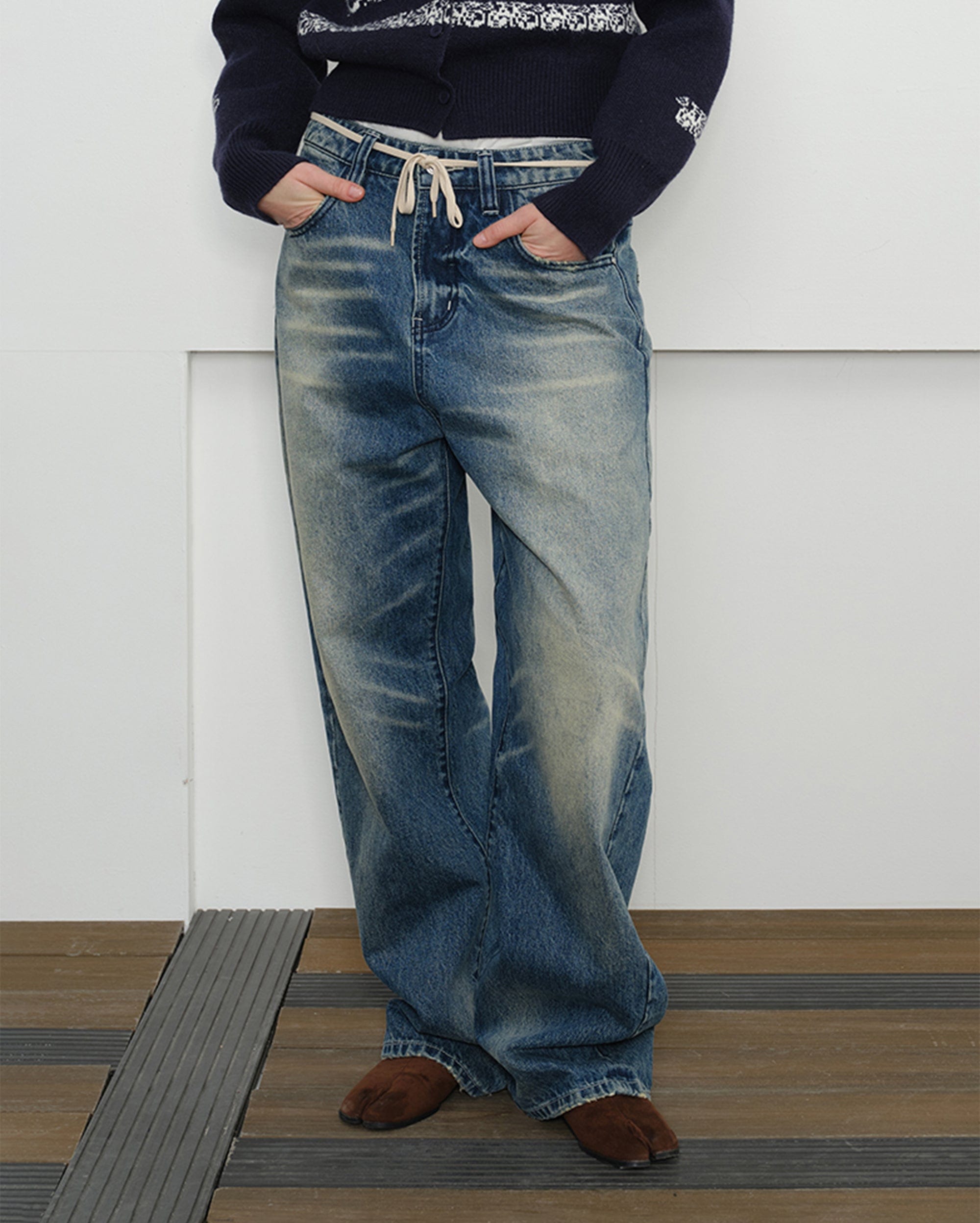 KREATE Classic Washed Whiskered Jeans-Jeans-S-Free Shipping Leatheretro