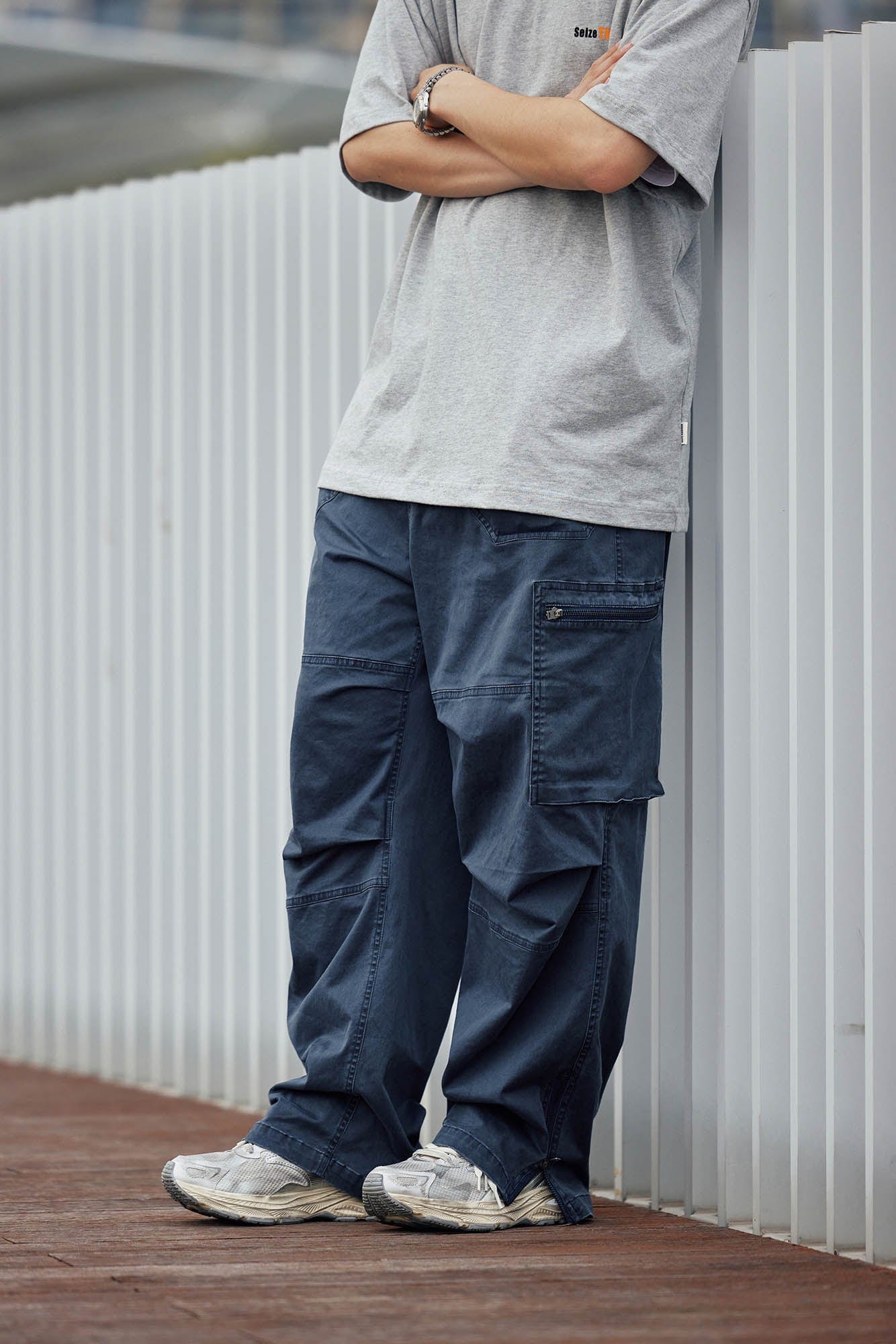 BANANA CLUB Zippered-Hem Multi-Pocket Crinkled Cargo Pants-Pants-S-Brown-Free Shipping Leatheretro