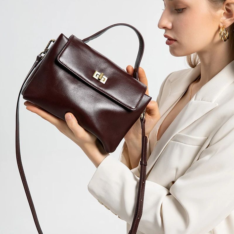 Leather Handbag Fashion Crossbody Bags-Handbags-Brown-Free Shipping Leatheretro