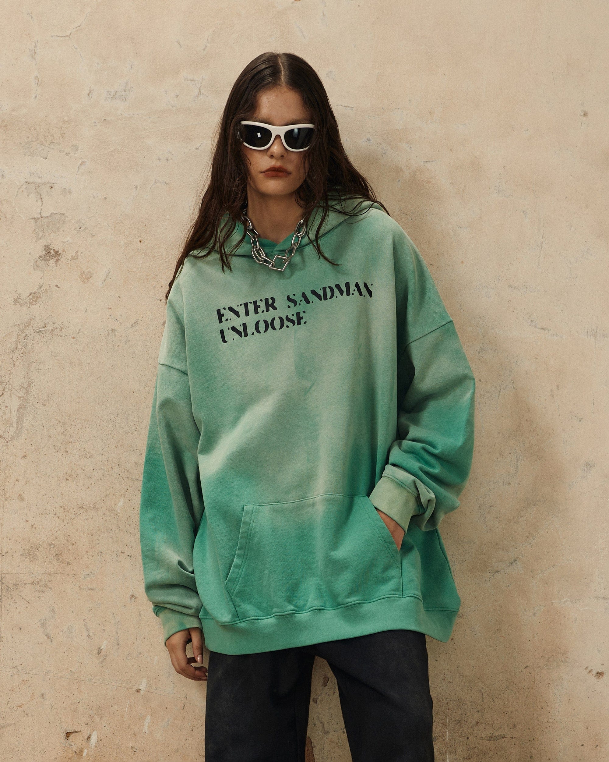 OVDY Enter Sandman Faded Hoodie-Hoodie-S-Green-Free Shipping Leatheretro