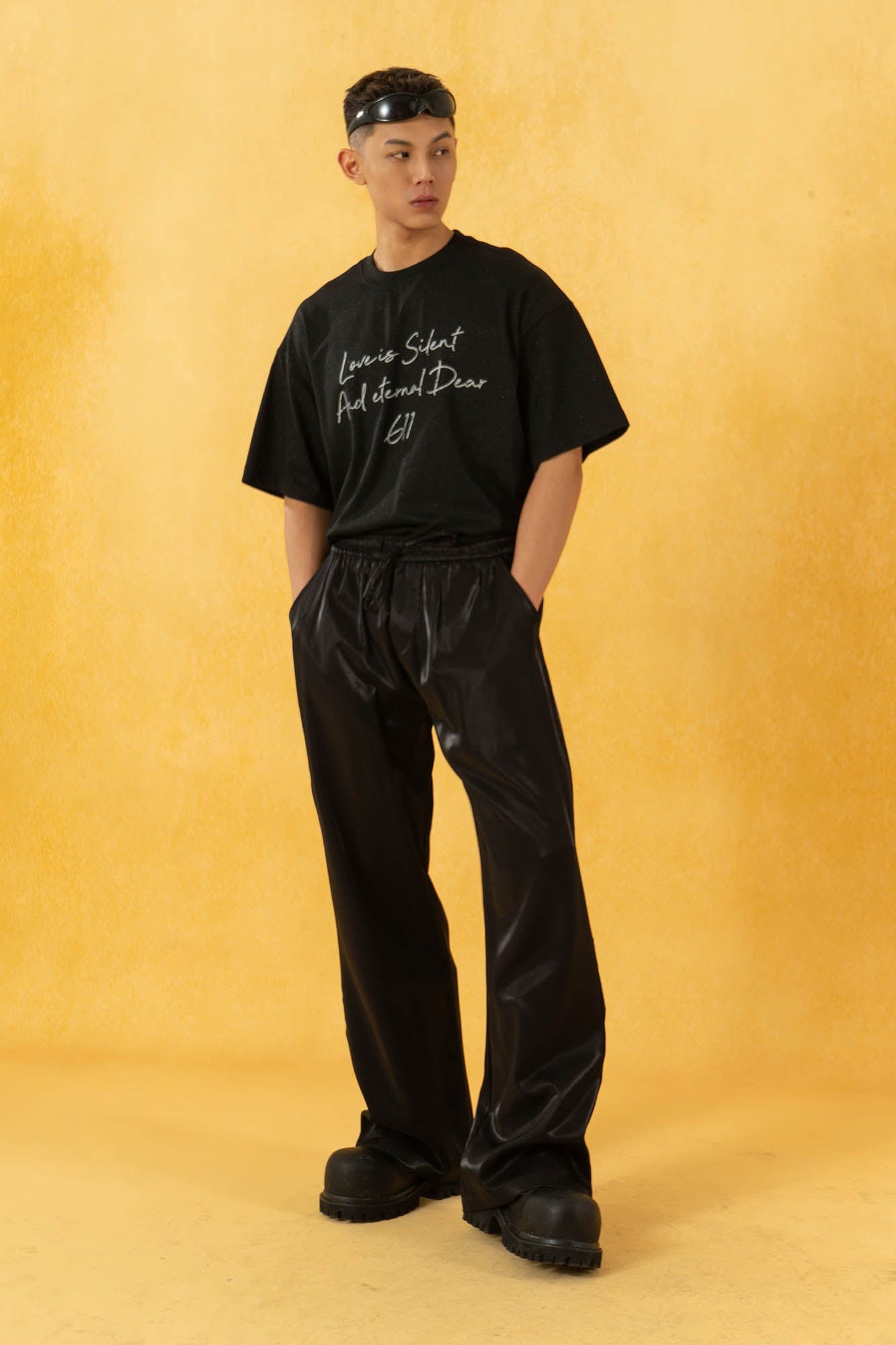 CLP The Liquid Silver Wide-Leg Pants-Pants-S-Black-Free Shipping Leatheretro