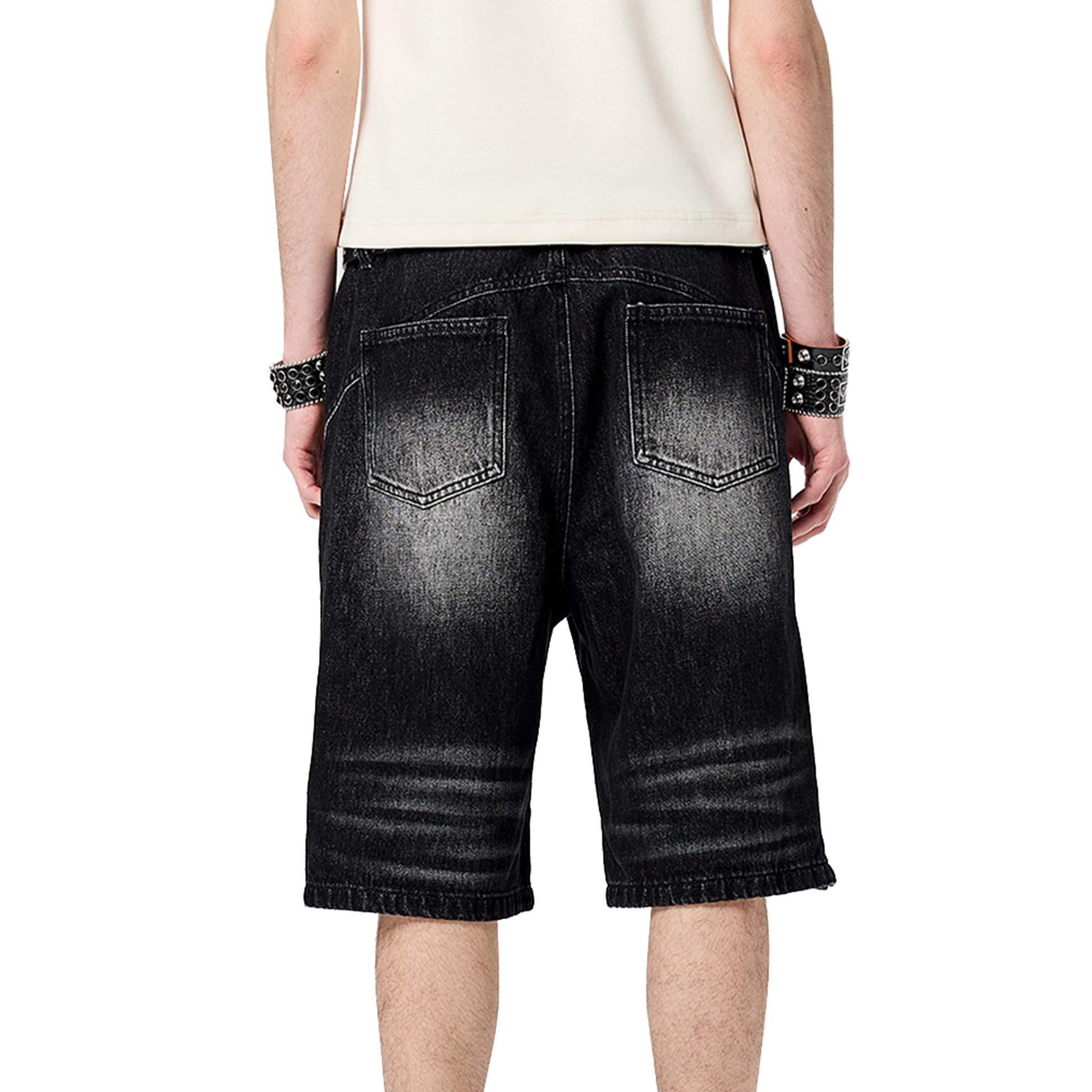CYCYCY Retro Washed Paneled Denim Shorts-Shorts-XS / 28“-Free Shipping Leatheretro