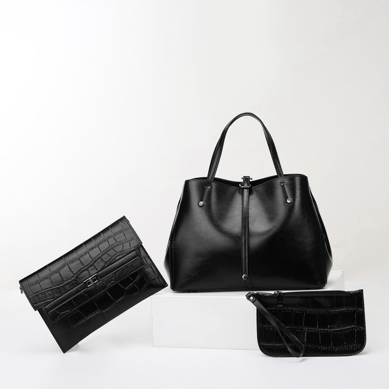 Luxury Retro Women's Hand-carrying Bag - Modern Leather Style Handbag-Handbags-Black Three Piece Suit-Free Shipping Leatheretro